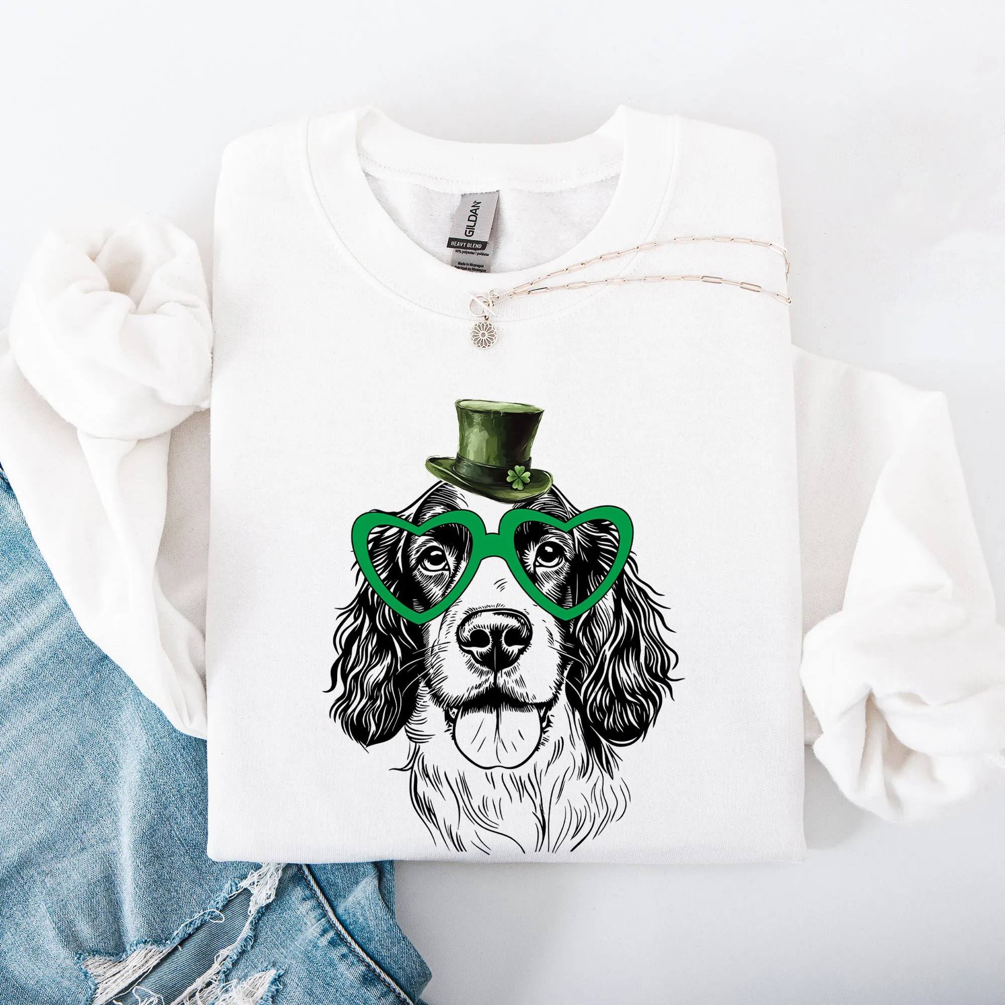 Springer Spaniel, Adorable Dog, St Patrick's Day, Lucky, Irish Sweatshirt sold by Refinery Number One product image thumbnail 5