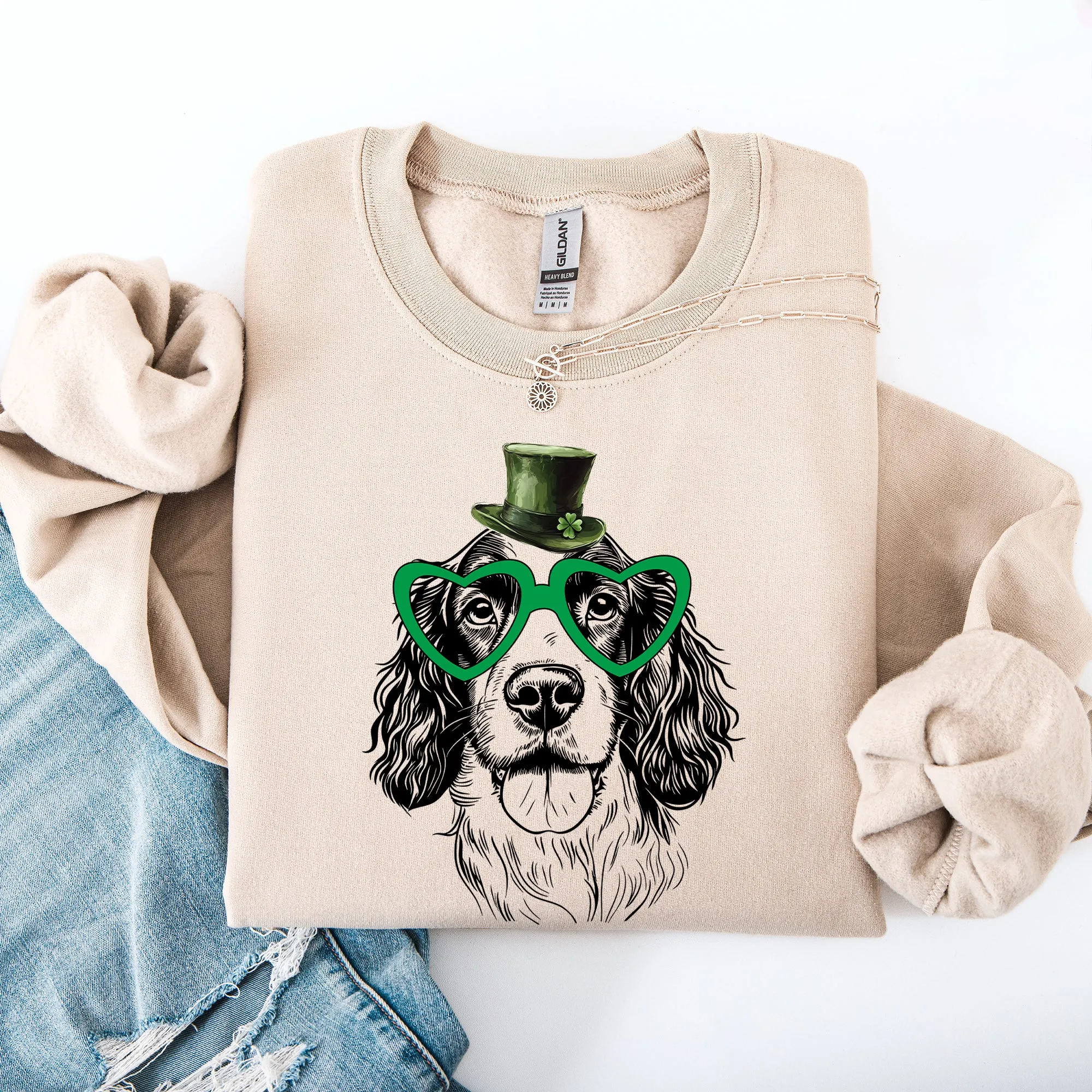 Springer Spaniel, Adorable Dog, St Patrick's Day, Lucky, Irish Sweatshirt sold by Refinery Number One product image thumbnail 4