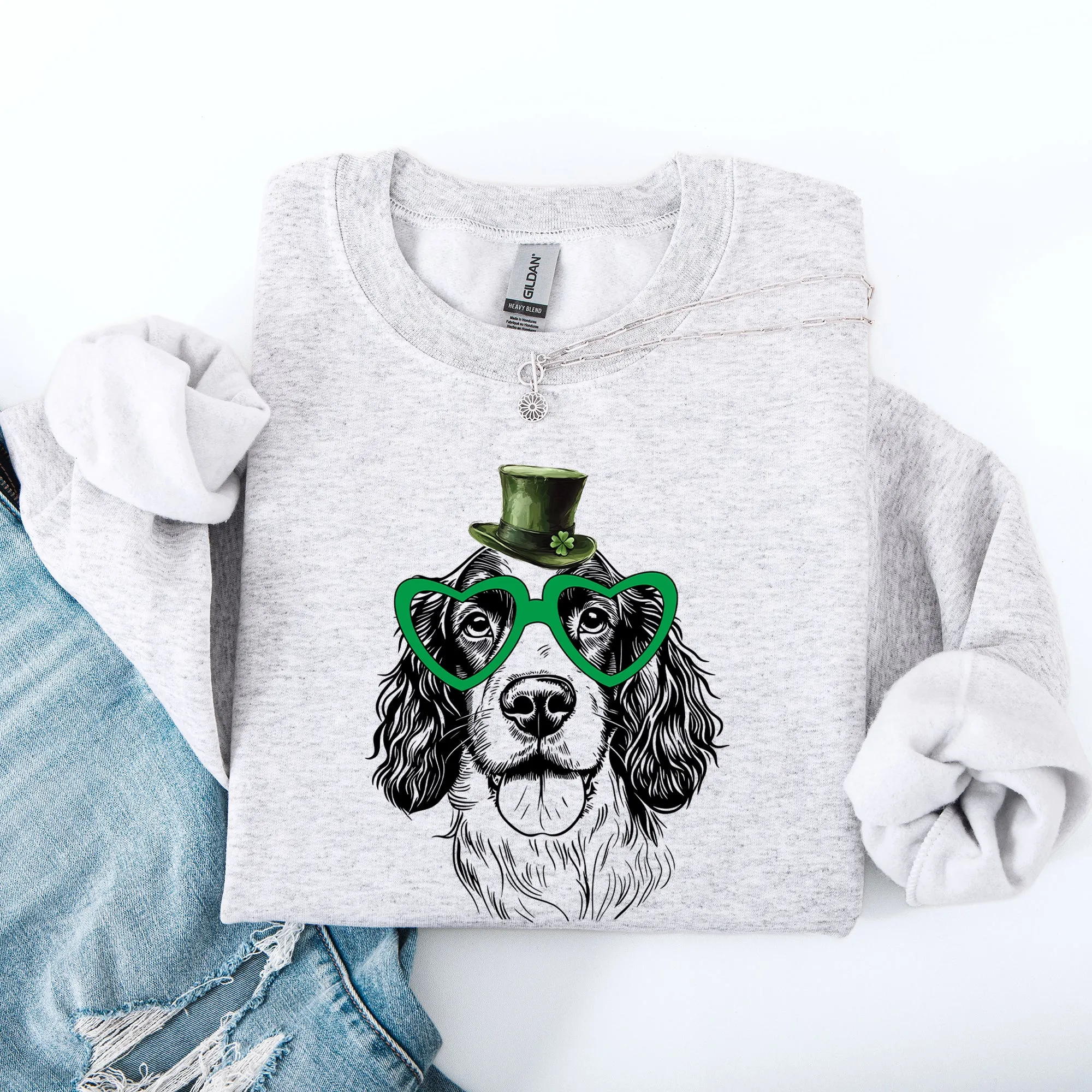 Springer Spaniel, Adorable Dog, St Patrick's Day, Lucky, Irish Sweatshirt sold by Refinery Number One product image thumbnail 2