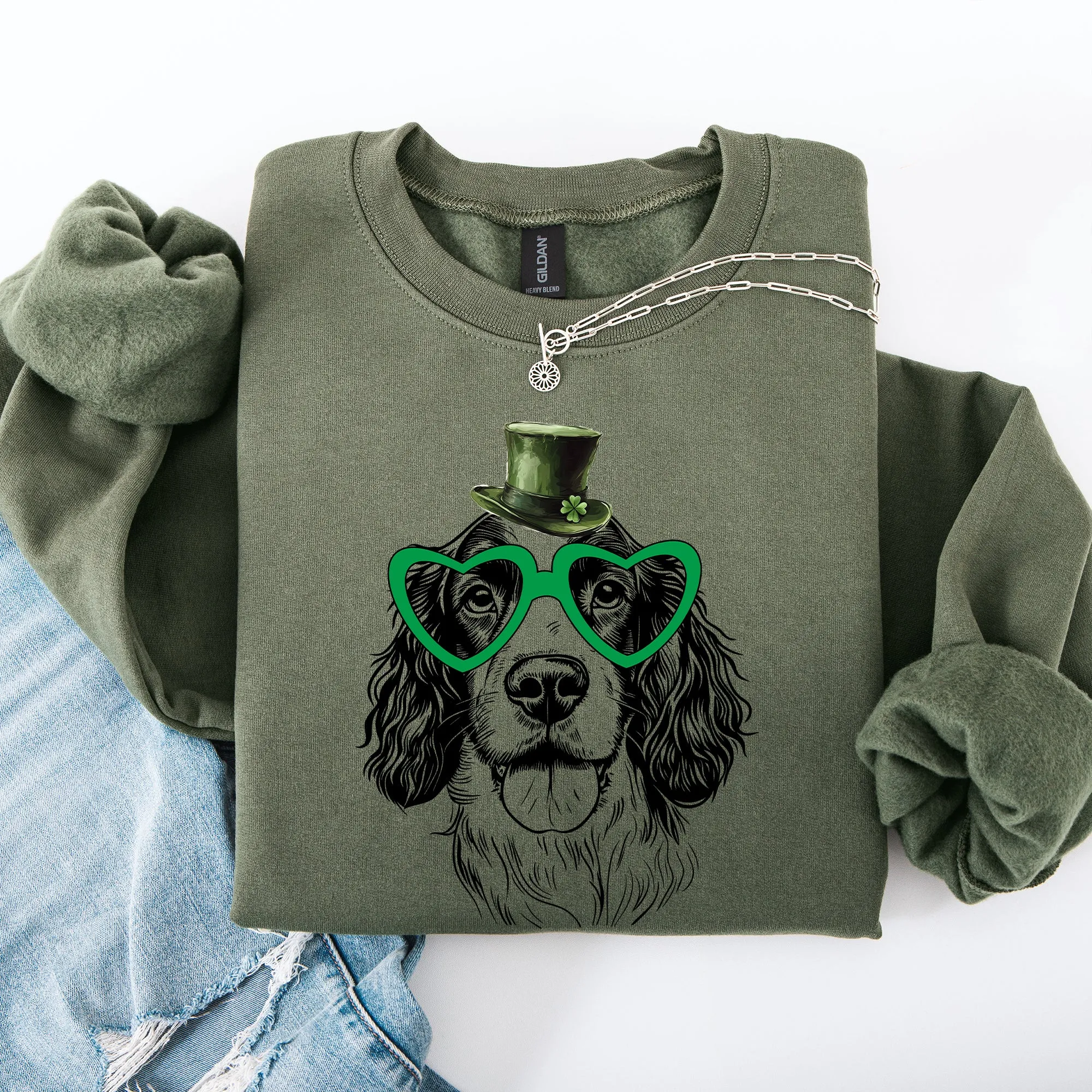 Springer Spaniel, Adorable Dog, St Patrick's Day, Lucky, Irish Sweatshirt sold by Refinery Number One product image thumbnail 3