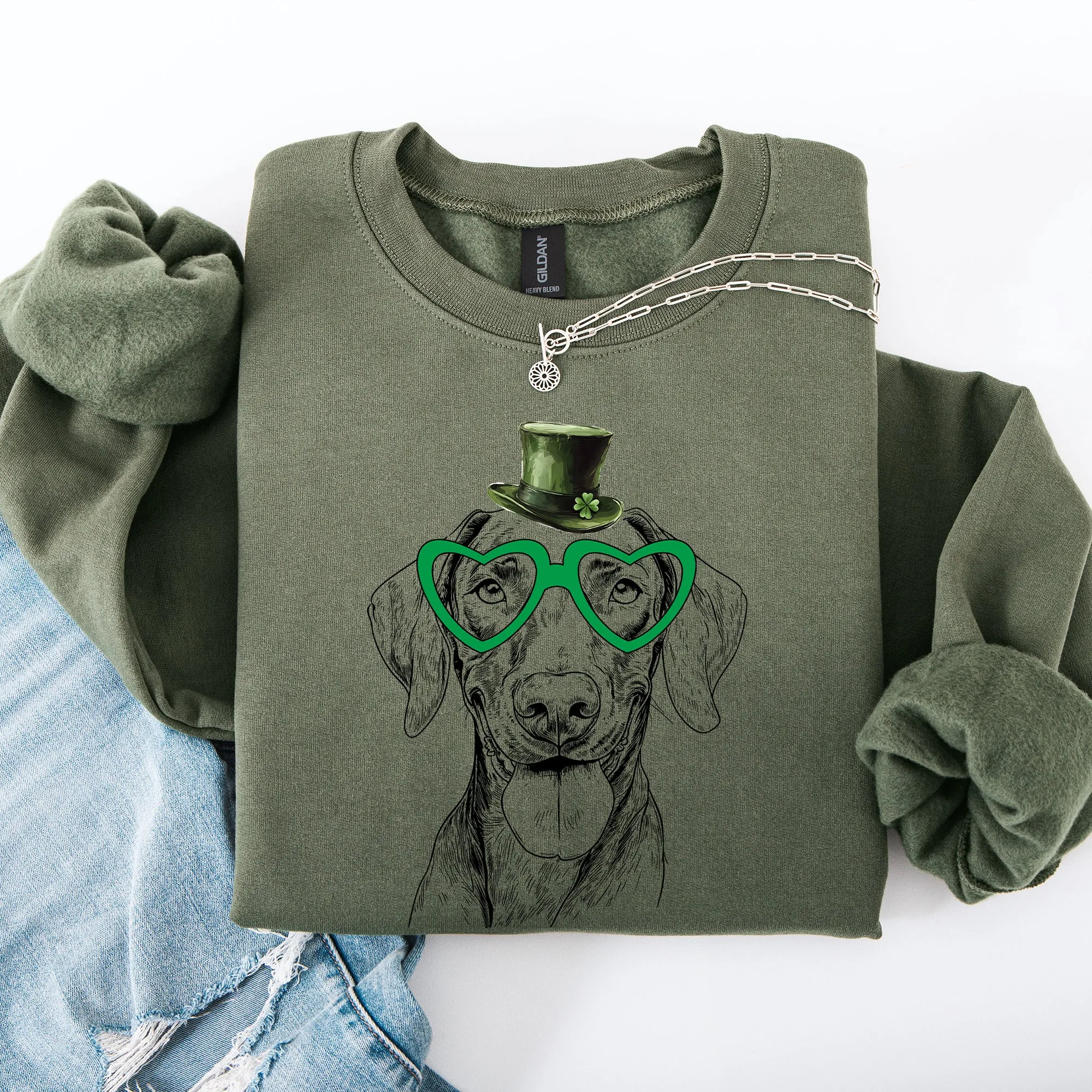 Vizsla, Adorable Dog, St Patrick's Day, Lucky, Irish Sweatshirt sold by Refinery Number One product image thumbnail 3