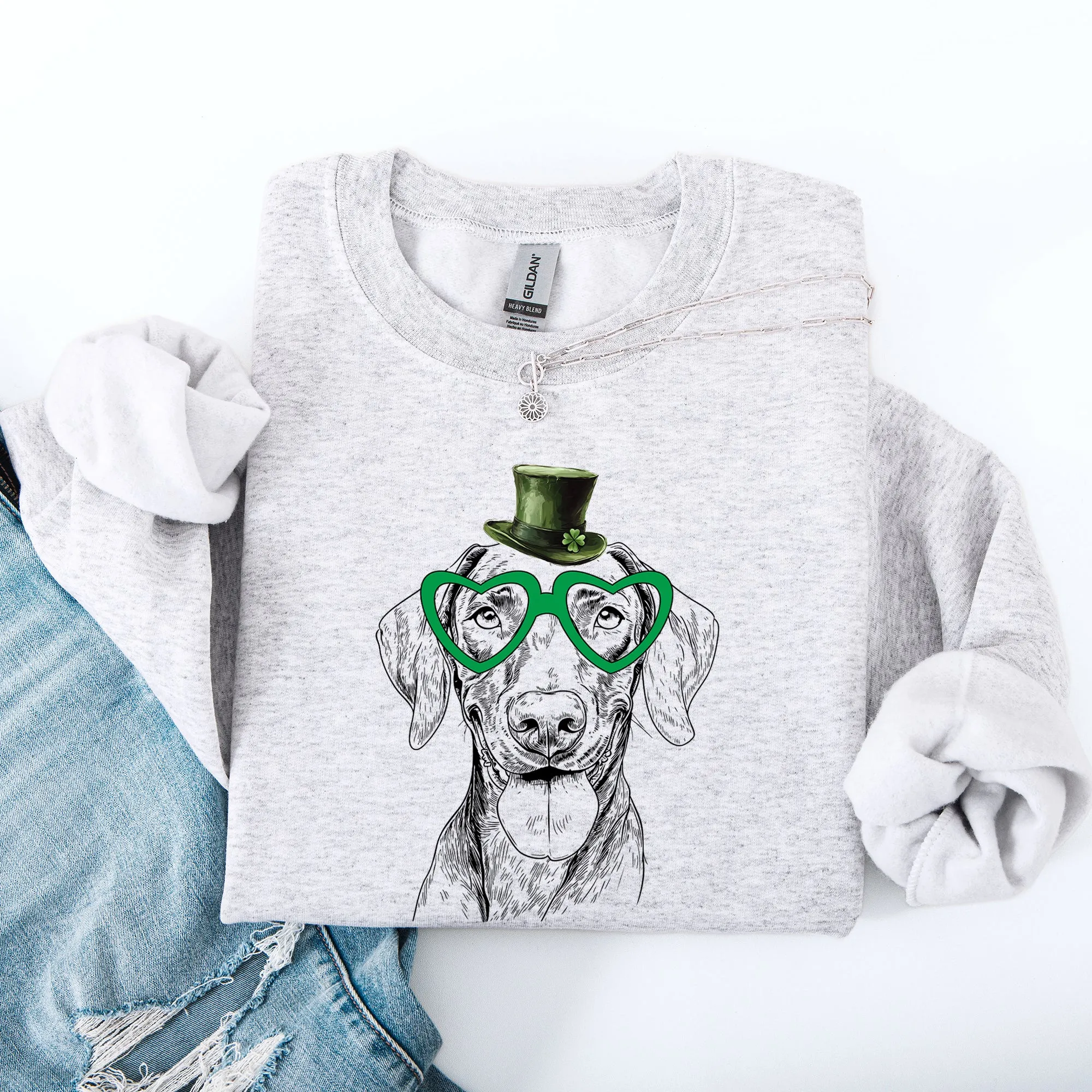 Vizsla, Adorable Dog, St Patrick's Day, Lucky, Irish Sweatshirt sold by Refinery Number One