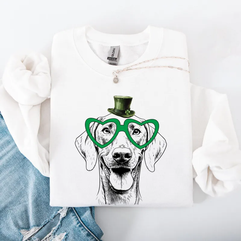 Weimaraner, Adorable Dog, St Patrick's Day, Lucky, Irish Sweatshirt sold by Refinery Number One