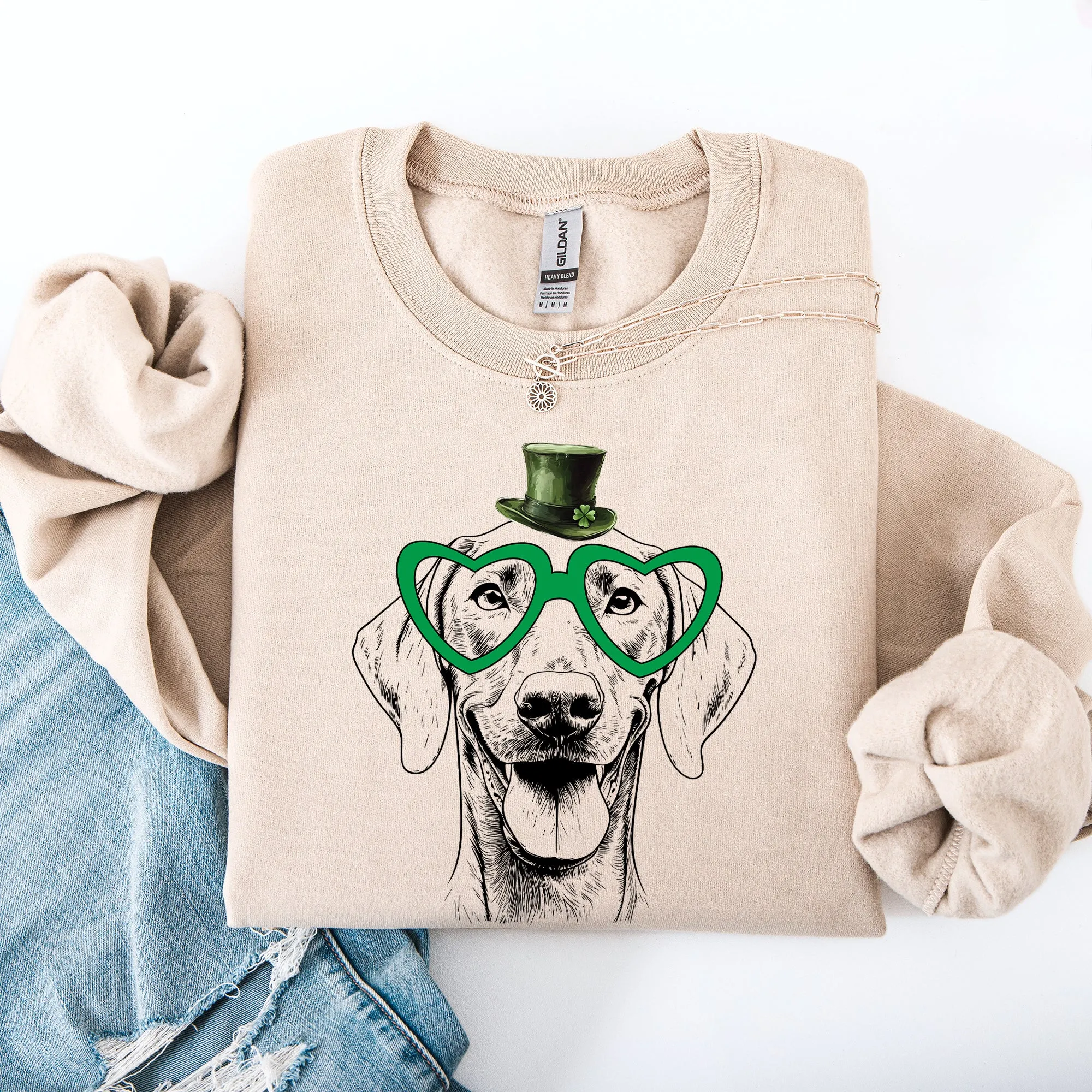 Weimaraner, Adorable Dog, St Patrick's Day, Lucky, Irish Sweatshirt sold by Refinery Number One product image thumbnail 5