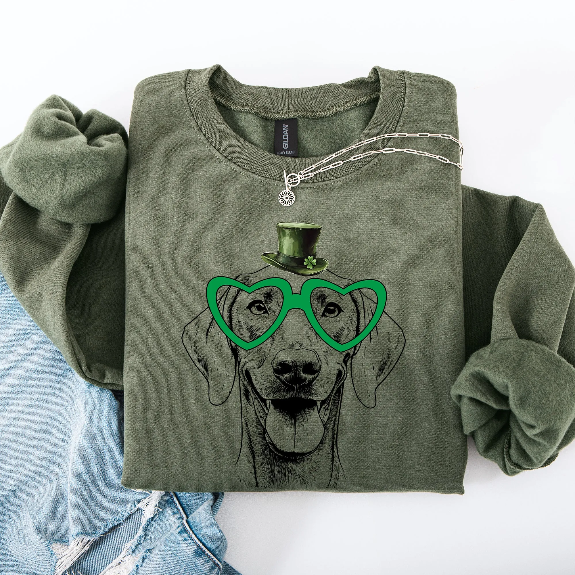 Weimaraner, Adorable Dog, St Patrick's Day, Lucky, Irish Sweatshirt sold by Refinery Number One product image thumbnail 4