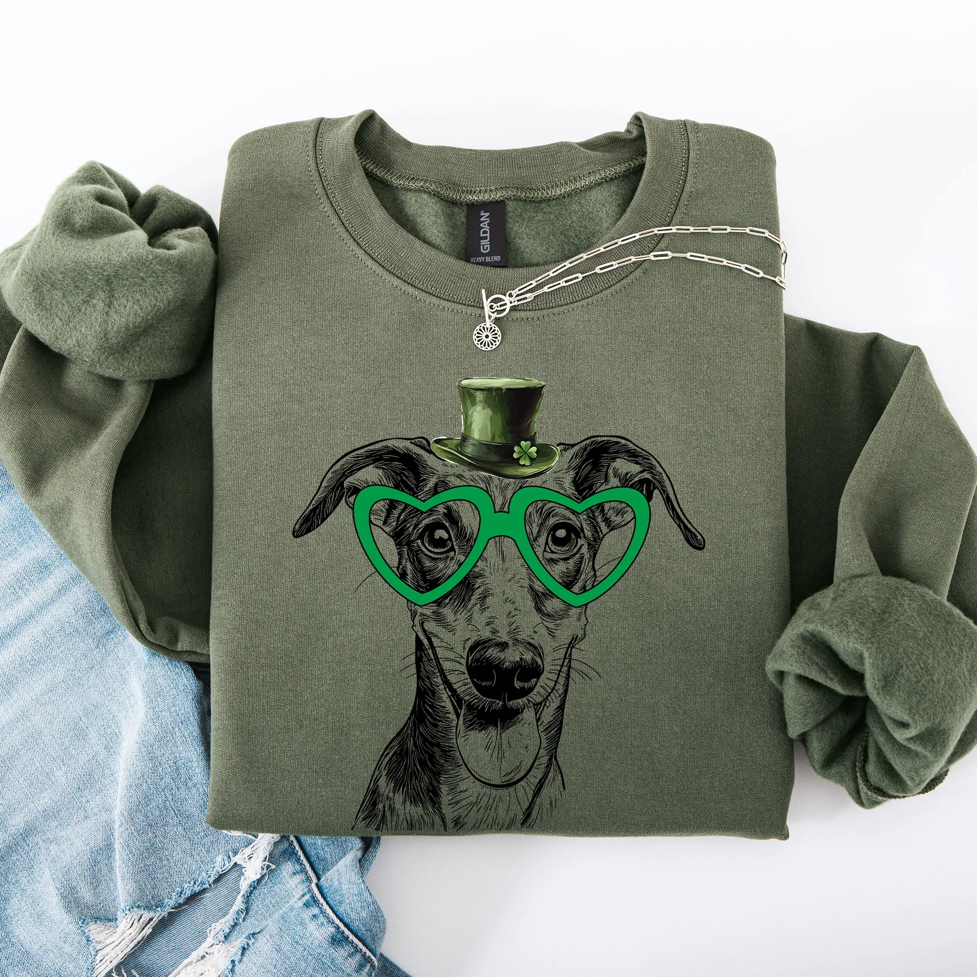 Whippet, Adorable Dog, St Patrick's Day, Lucky, Irish Sweatshirt sold by Refinery Number One product image thumbnail 4
