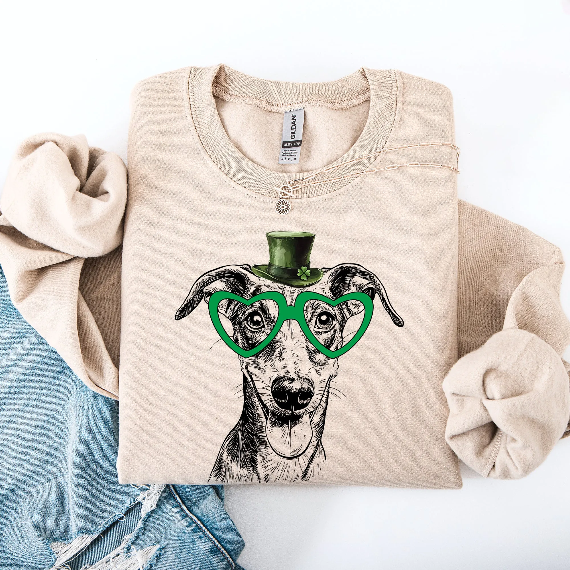 Whippet, Adorable Dog, St Patrick's Day, Lucky, Irish Sweatshirt sold by Refinery Number One product image thumbnail 5