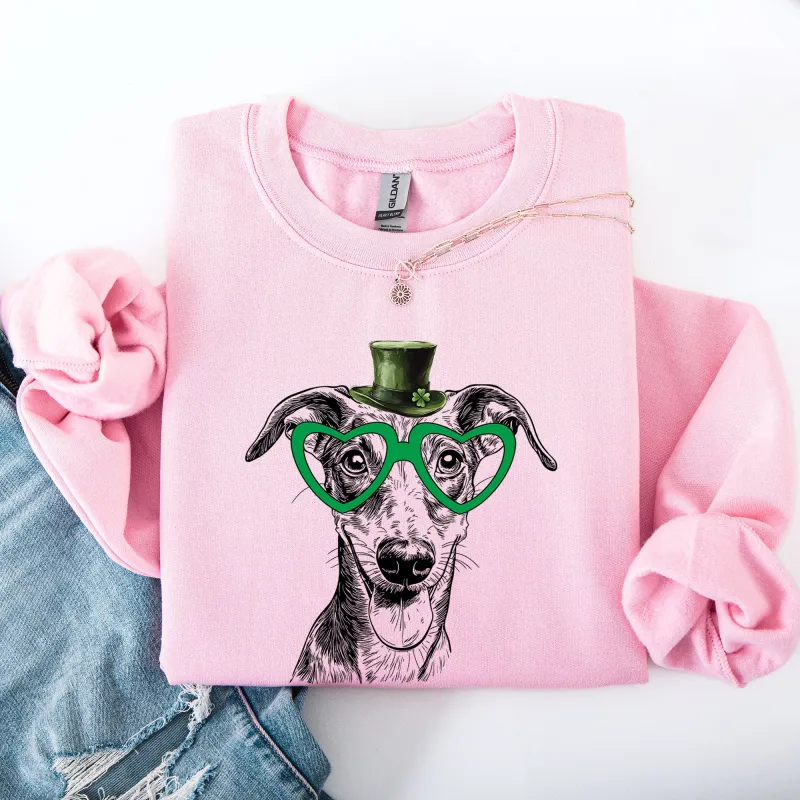 Whippet, Adorable Dog, St Patrick's Day, Lucky, Irish Sweatshirt sold by Refinery Number One