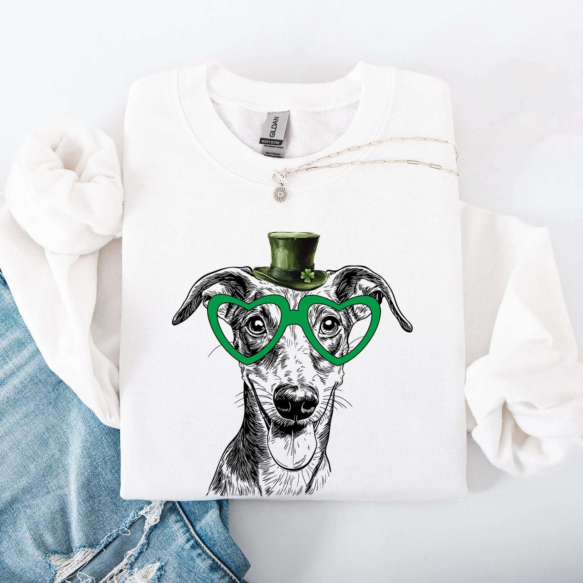 Whippet, Adorable Dog, St Patrick's Day, Lucky, Irish Sweatshirt sold by Refinery Number One product image thumbnail 2