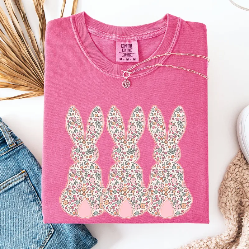 Retro Easter Bunnies, Girly, Pastel Patterns, Cute, Rabbits Tshirt Comfort Colors T-Shirt sold by Refinery Number One