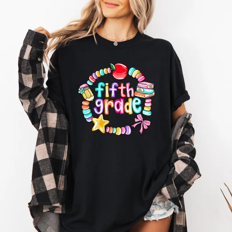 Fifth Grade, Teacher, Back to School, Bracelets, Bow, First Day of School, Cute, Teacher Appreciation, Coquette, Comfort Colors T-Shirt sold by Refinery Number One