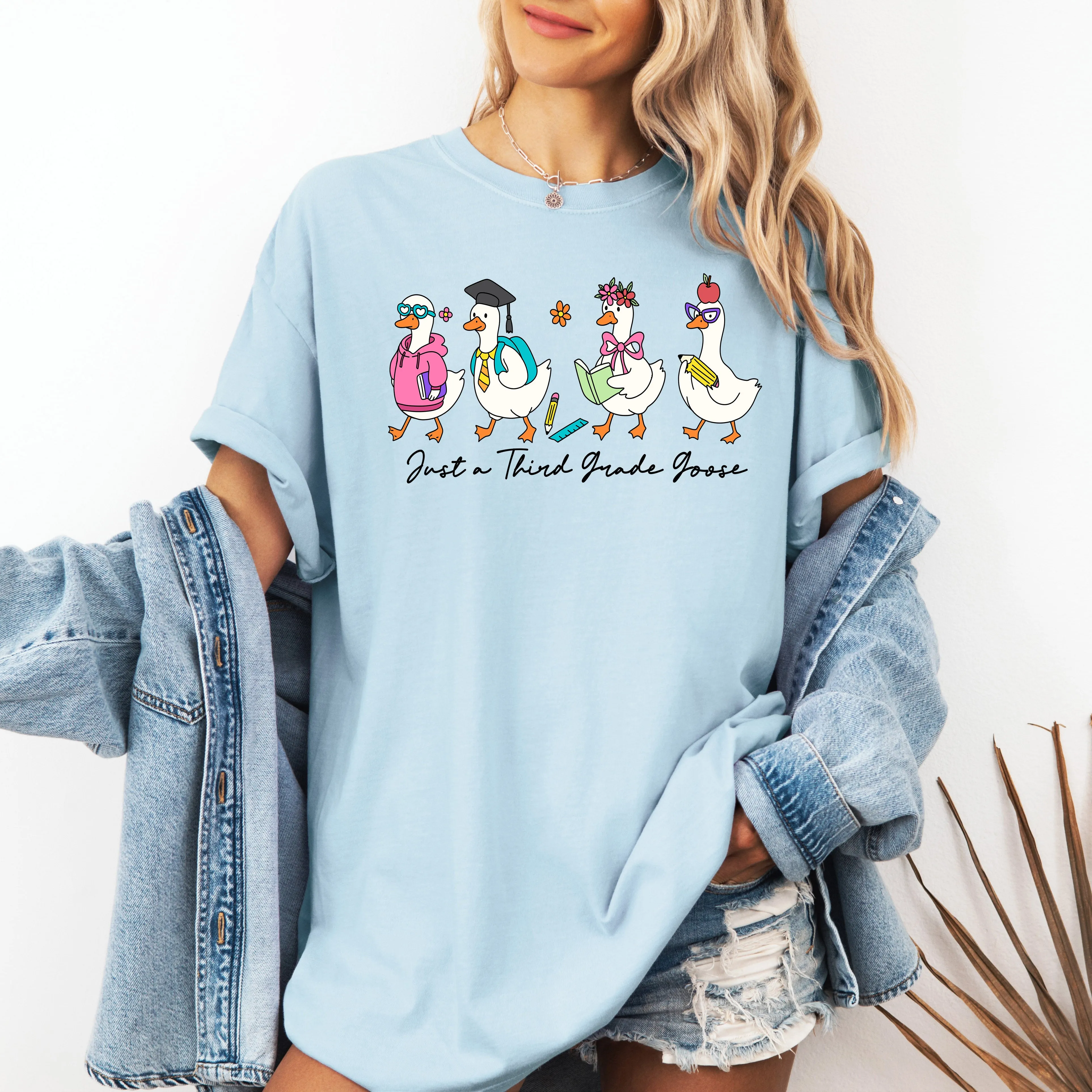 Just A Third Grade Goose, Teacher, Back to School, Funny, Bow, First Day of School, Cute, Teacher Appreciation, Coquette, Comfort Colors T-Shirt sold by Refinery Number One product image thumbnail 4