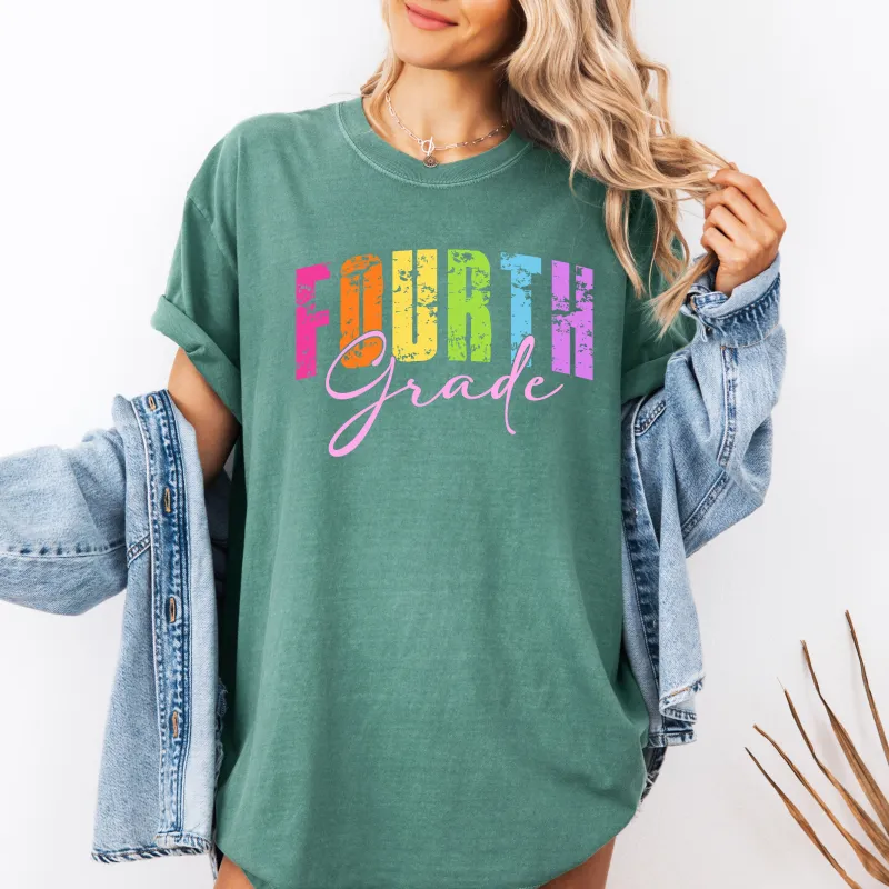 Fourth Grade, Retro, Teacher, Back to School, First Day of School, Cute, Teacher Appreciation, Coquette, Comfort Colors T-Shirt sold by Refinery Number One