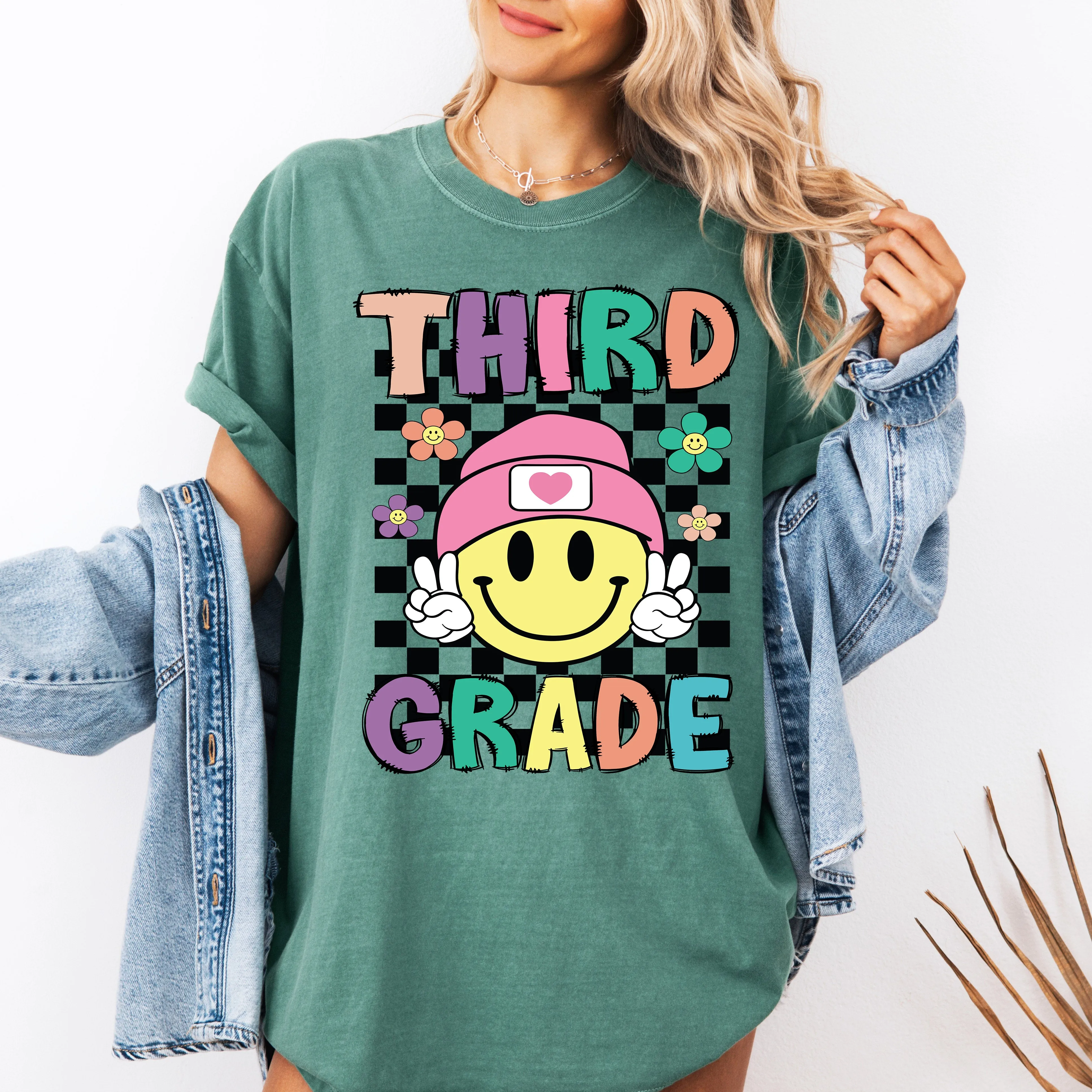Third Grade, Smiley Face, Teacher, Back to School, First Day of School, Cute, Teacher Appreciation, Coquette, Comfort Colors T-Shirt sold by Refinery Number One product image thumbnail 3