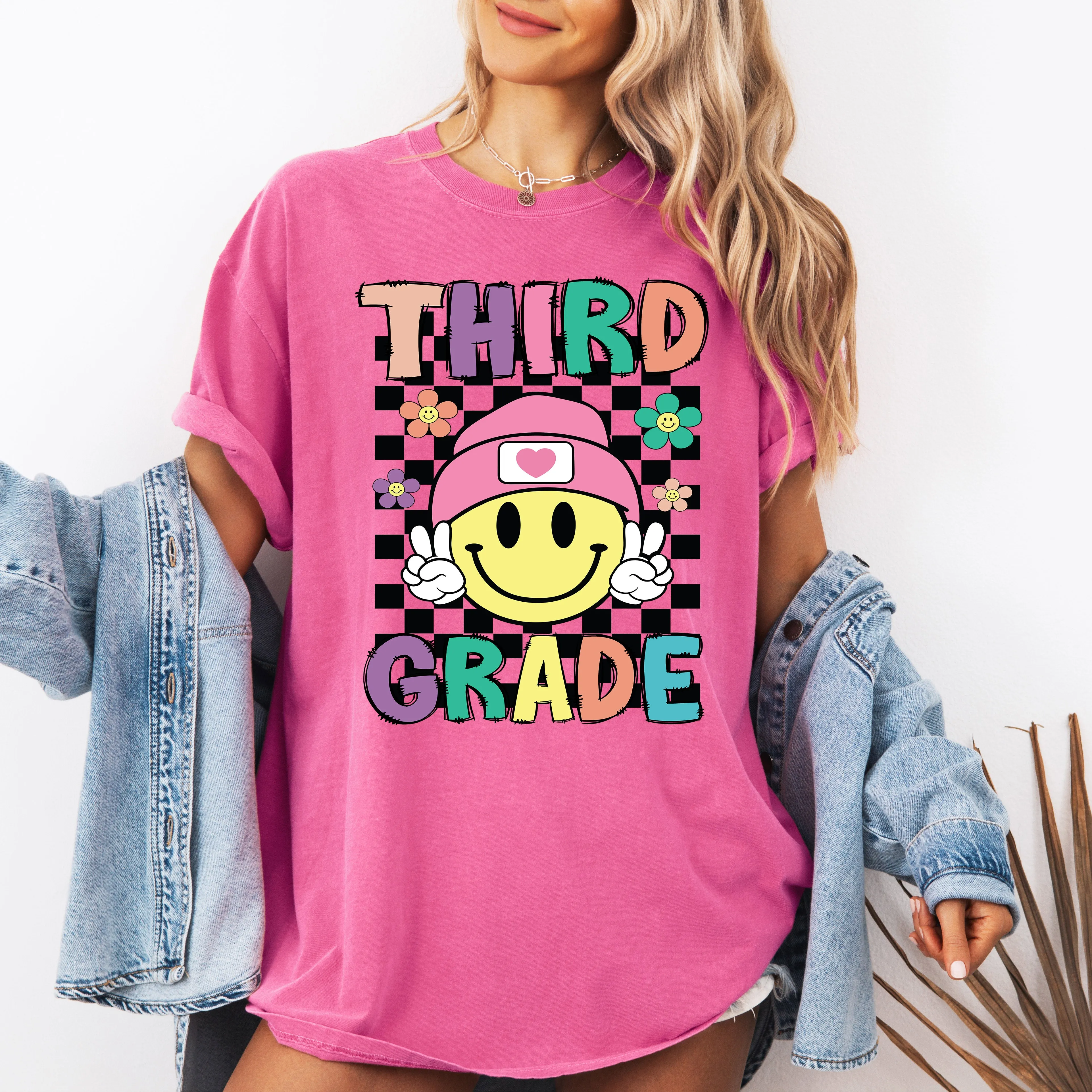 Third Grade, Smiley Face, Teacher, Back to School, First Day of School, Cute, Teacher Appreciation, Coquette, Comfort Colors T-Shirt sold by Refinery Number One product image thumbnail 4
