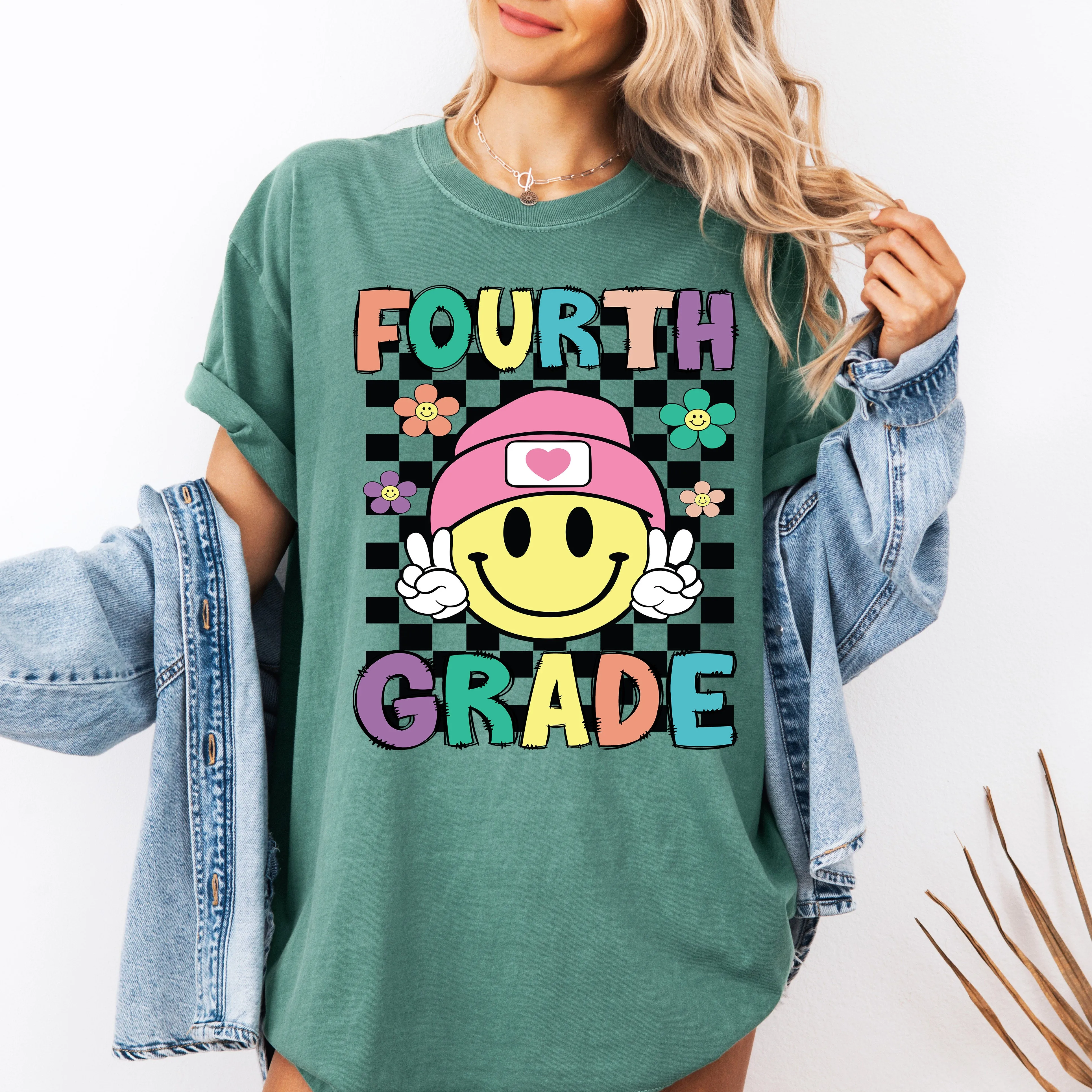 Fourth Grade, Smiley Face, Teacher, Back to School, First Day of School, Cute, Teacher Appreciation, Coquette, Comfort Colors T-Shirt sold by Refinery Number One product image thumbnail 4