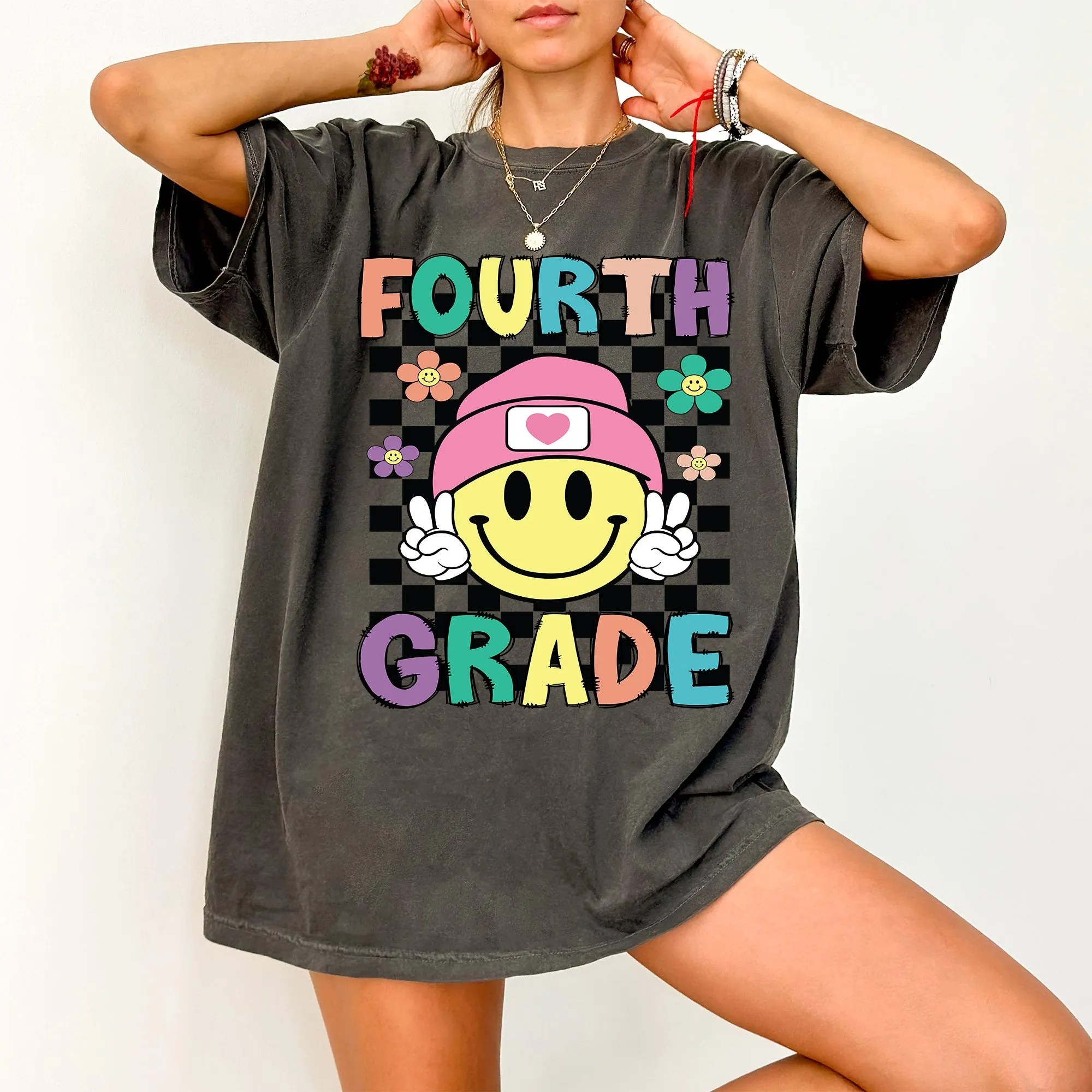 Fourth Grade, Smiley Face, Teacher, Back to School, First Day of School, Cute, Teacher Appreciation, Coquette, Comfort Colors T-Shirt sold by Refinery Number One product image thumbnail 5