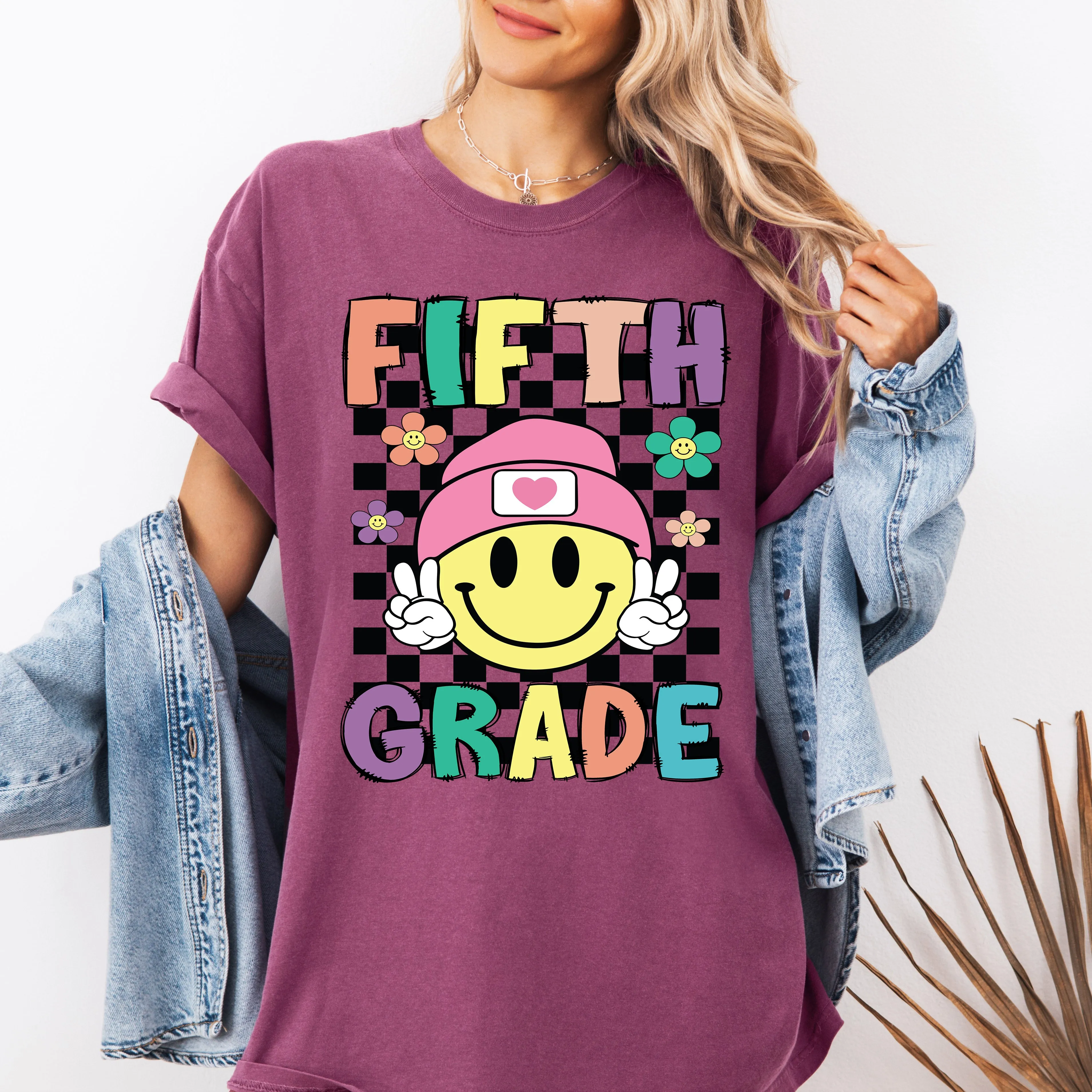 Fifth Grade, Smiley Face, Teacher, Back to School, First Day of School, Cute, Teacher Appreciation, Coquette, Comfort Colors T-Shirt sold by Refinery Number One product image thumbnail 2