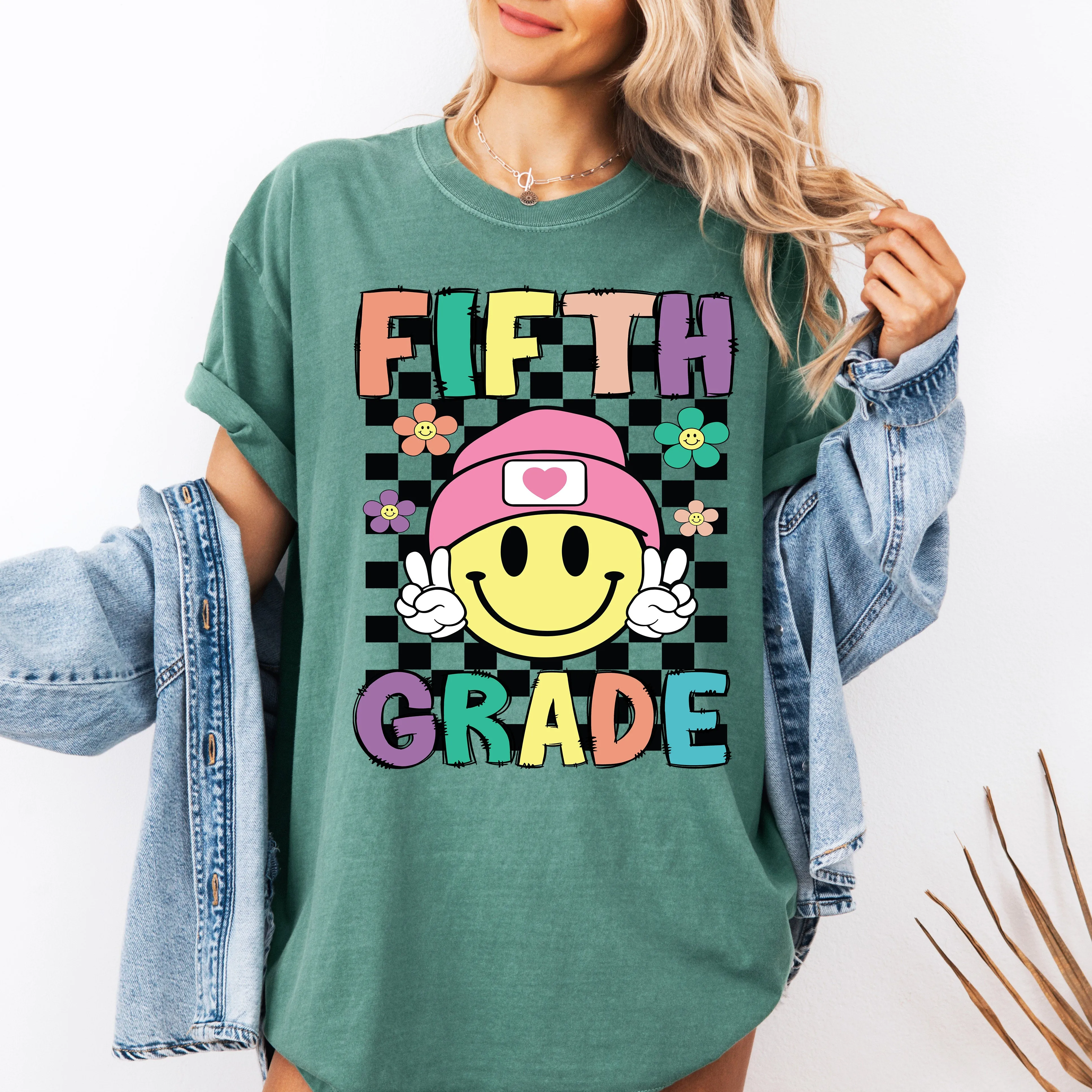 Fifth Grade, Smiley Face, Teacher, Back to School, First Day of School, Cute, Teacher Appreciation, Coquette, Comfort Colors T-Shirt sold by Refinery Number One product image thumbnail 5