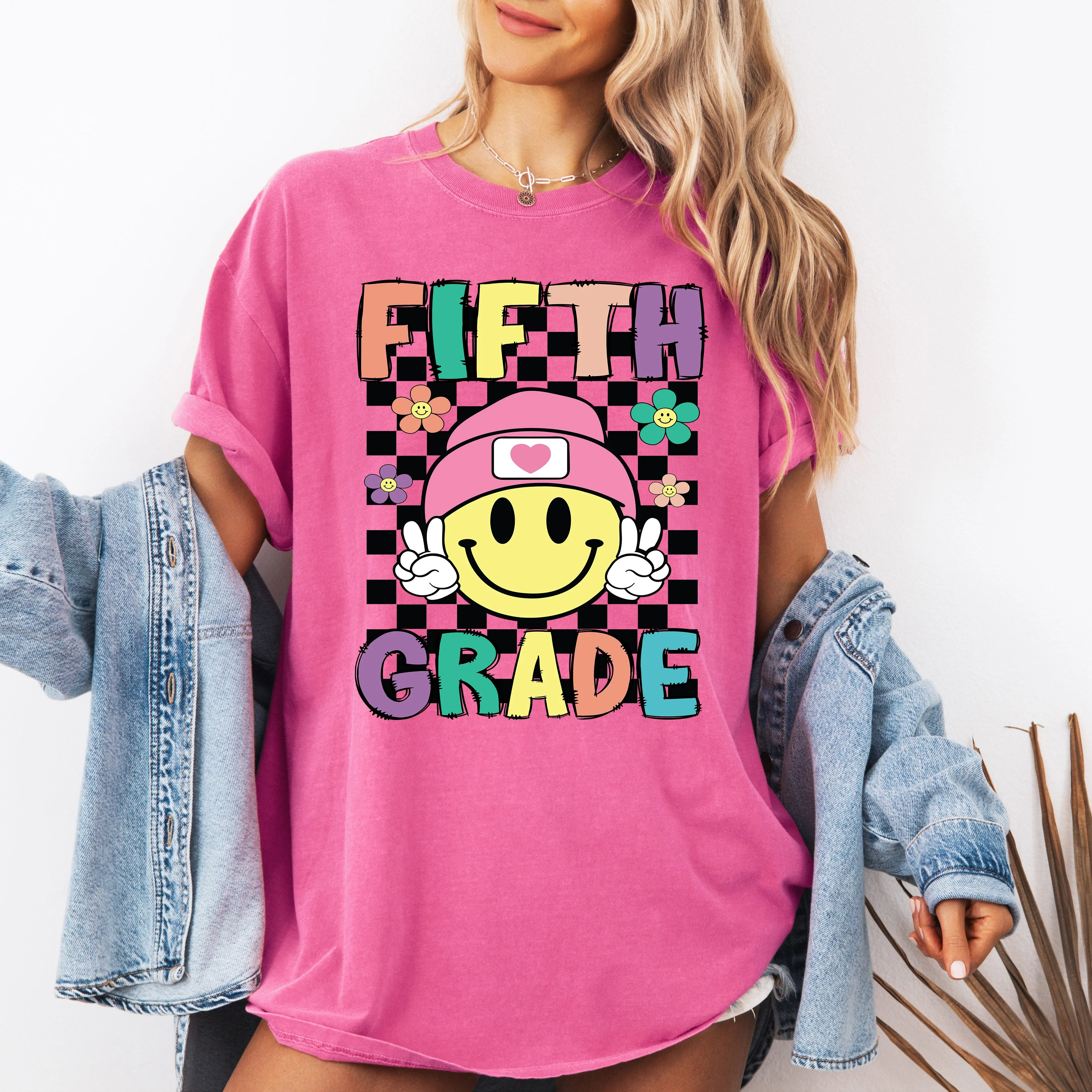 Fifth Grade, Smiley Face, Teacher, Back to School, First Day of School, Cute, Teacher Appreciation, Coquette, Comfort Colors T-Shirt sold by Refinery Number One product image thumbnail 4