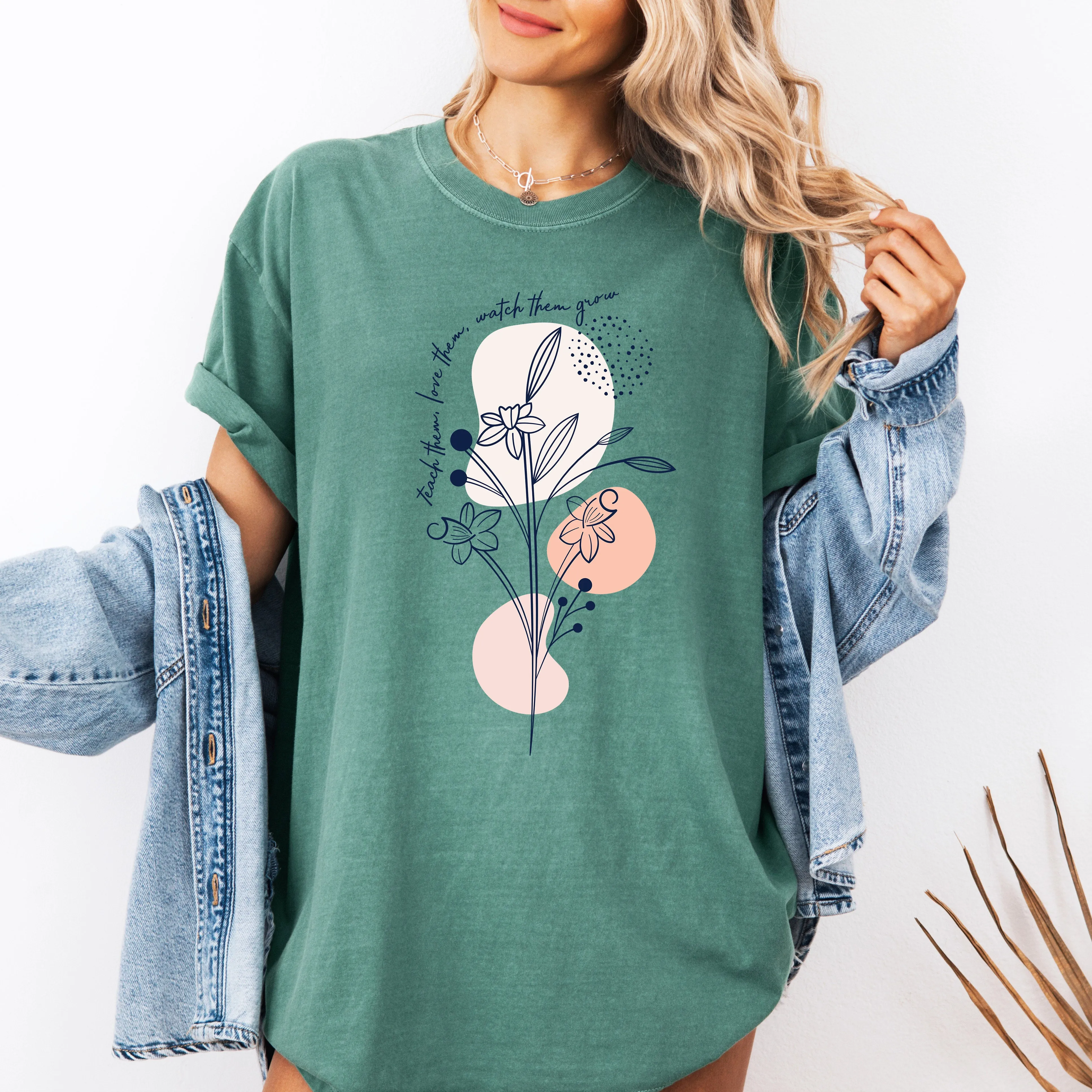 Teach Them Love Them, Teacher, Boho, Back to School, First Day of School, Cute, Teacher Appreciation, Coquette, Comfort Colors T-Shirt sold by Refinery Number One product image thumbnail 4