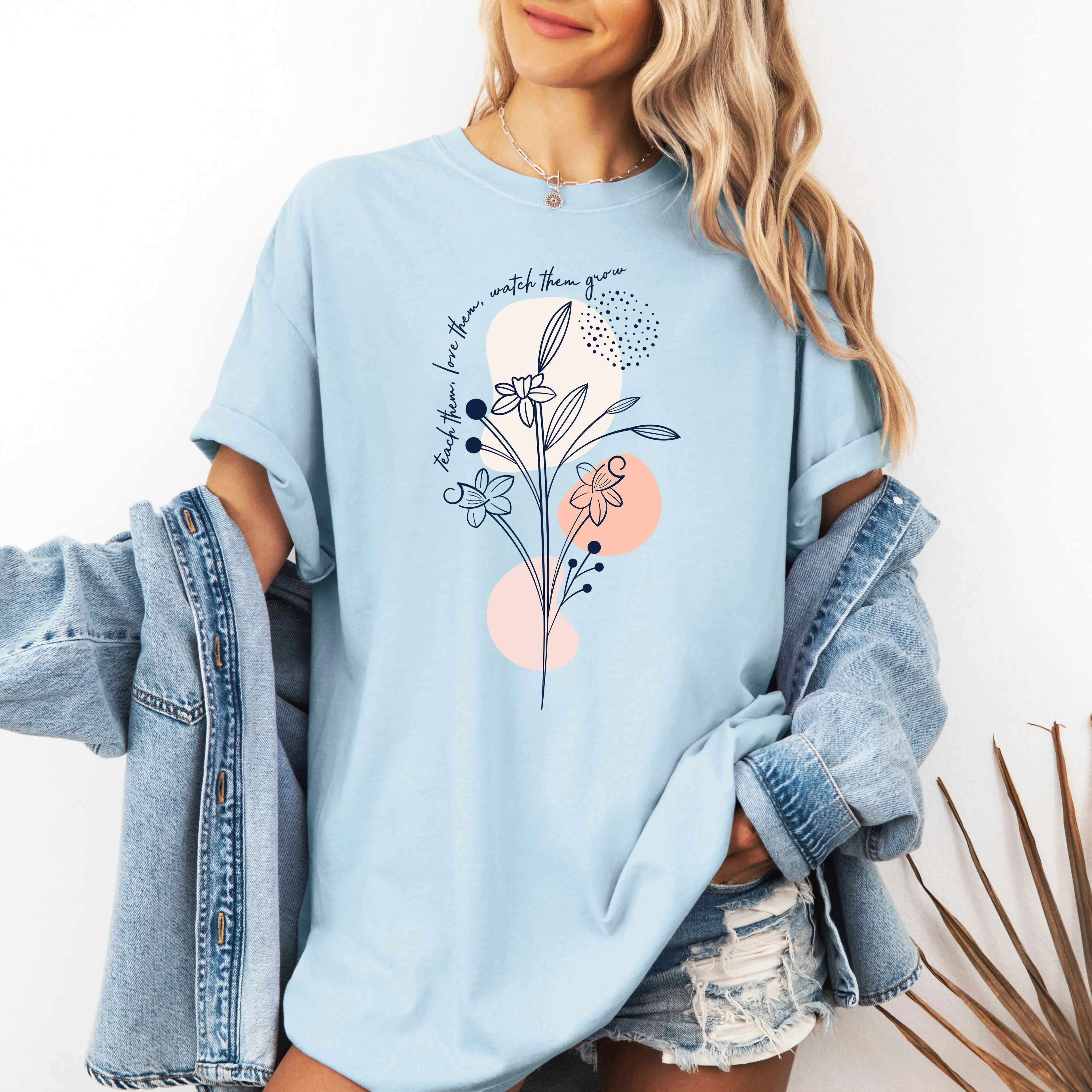 Teach Them Love Them, Teacher, Boho, Back to School, First Day of School, Cute, Teacher Appreciation, Coquette, Comfort Colors T-Shirt sold by Refinery Number One product image thumbnail 2