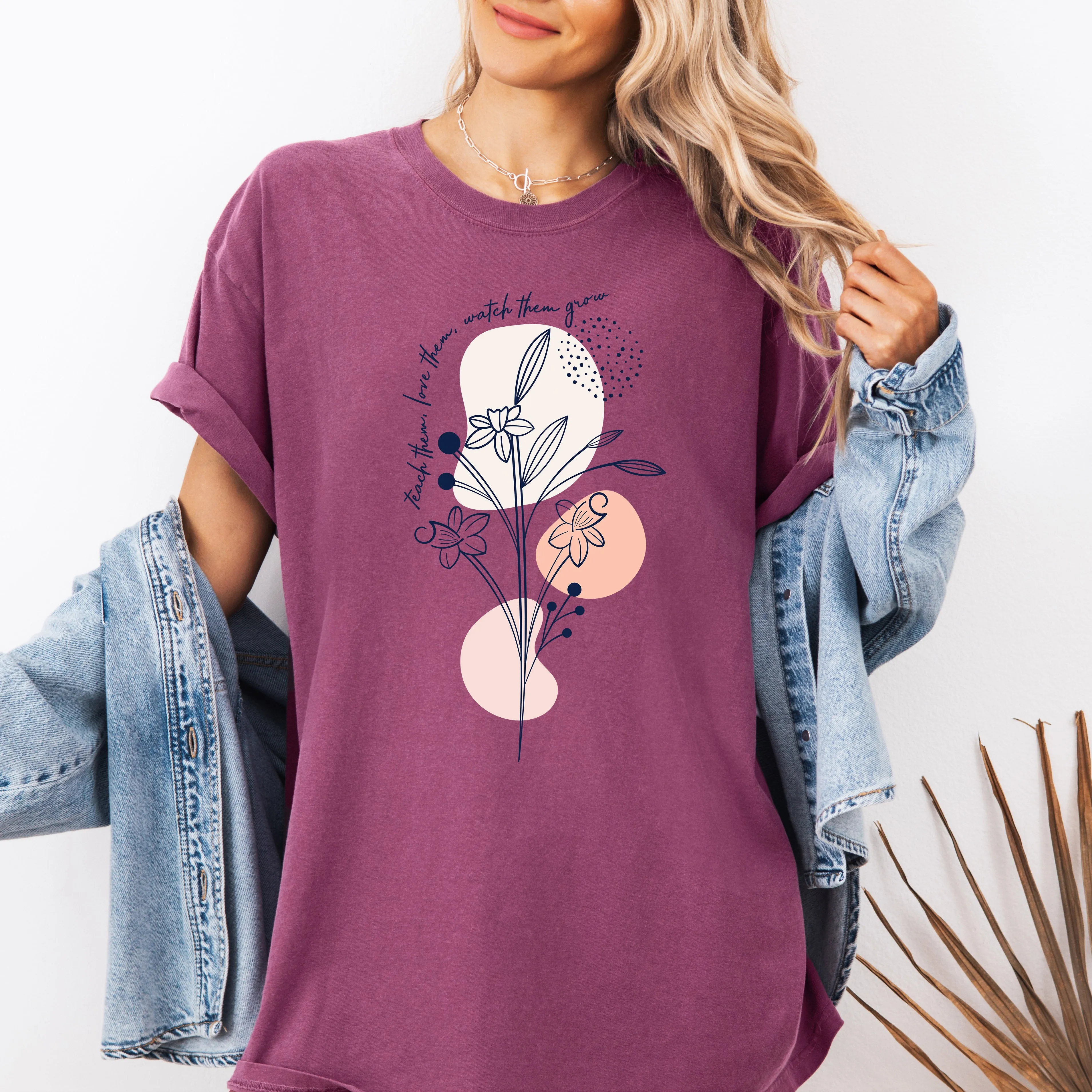 Teach Them Love Them, Teacher, Boho, Back to School, First Day of School, Cute, Teacher Appreciation, Coquette, Comfort Colors T-Shirt sold by Refinery Number One product image thumbnail 5