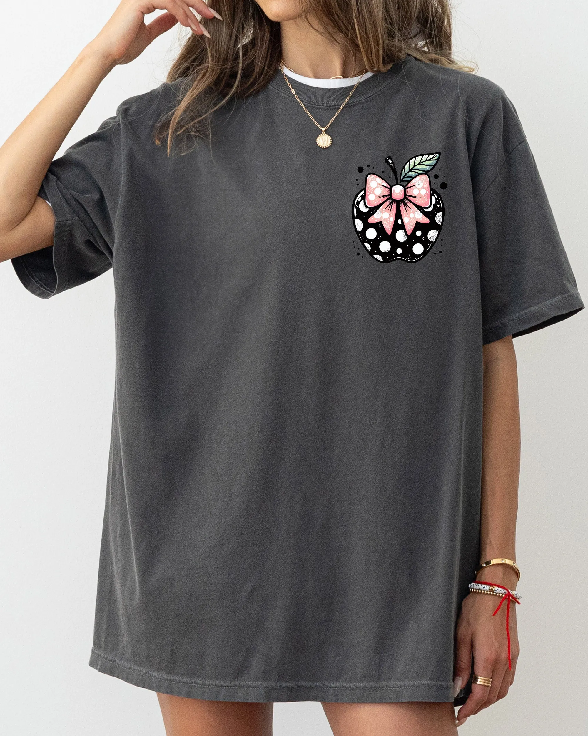 Apple, Bow, Pocket, Back to School, First Day of School, Cute, Teacher Appreciation, Coquette, Comfort Colors T-Shirt sold by Refinery Number One product image thumbnail 3