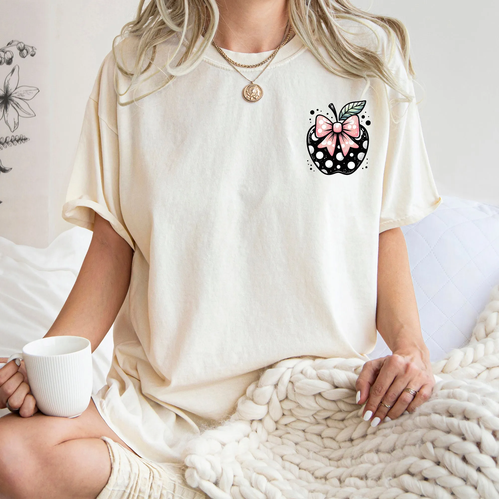 Apple, Bow, Pocket, Back to School, First Day of School, Cute, Teacher Appreciation, Coquette, Comfort Colors T-Shirt sold by Refinery Number One product image thumbnail 2