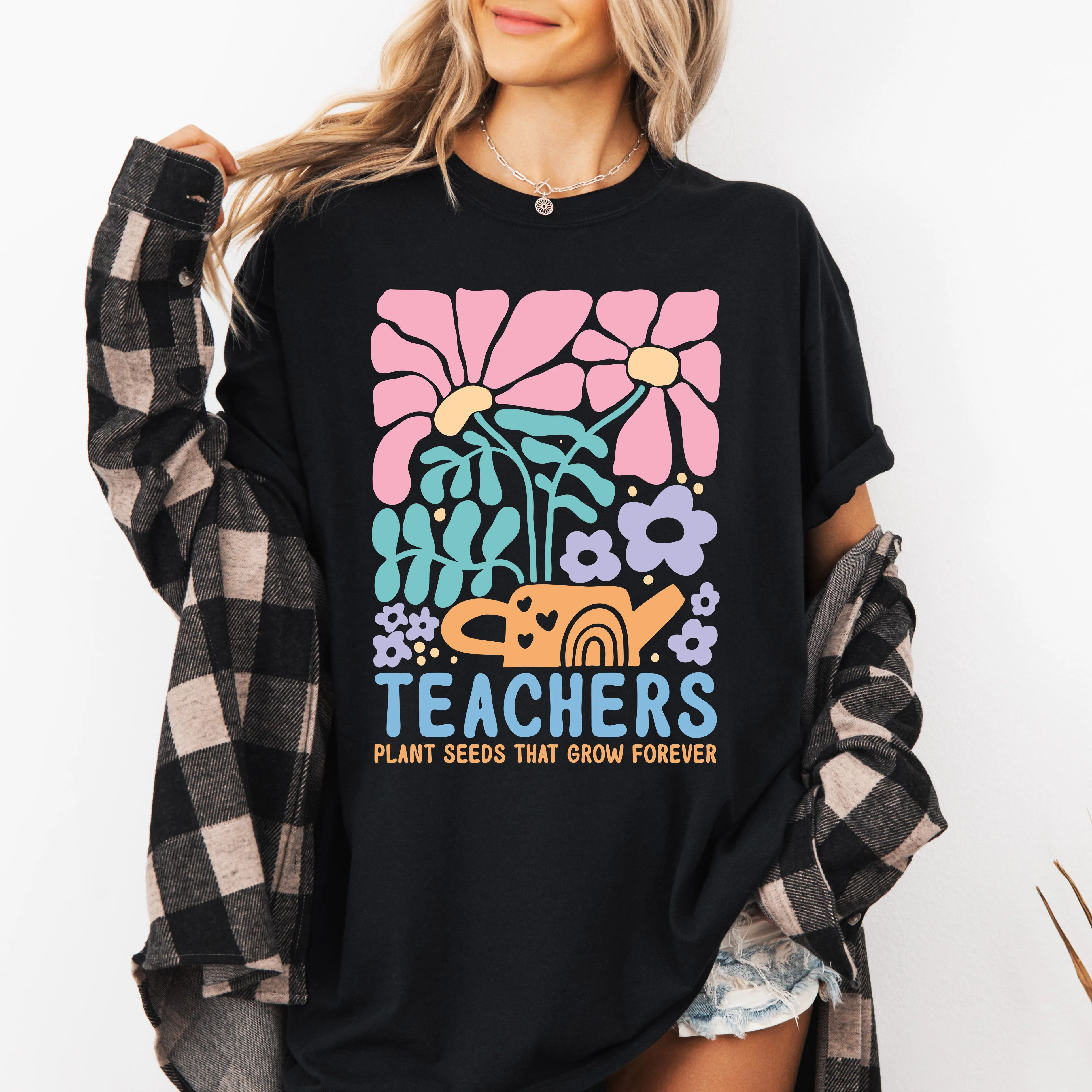 Teachers Plant Seeds Boho, Floral, Back to School, First Day of School, Cute, Teacher Appreciation, Coquette, Comfort Colors T-Shirt sold by Refinery Number One product image thumbnail 3