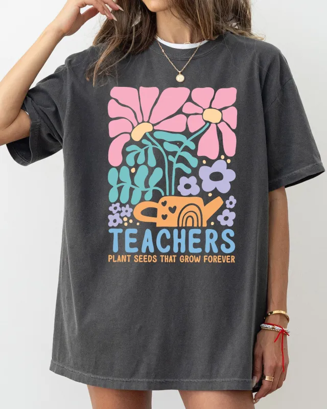 Teachers Plant Seeds Boho, Floral, Back to School, First Day of School, Cute, Teacher Appreciation, Coquette, Comfort Colors T-Shirt sold by Refinery Number One
