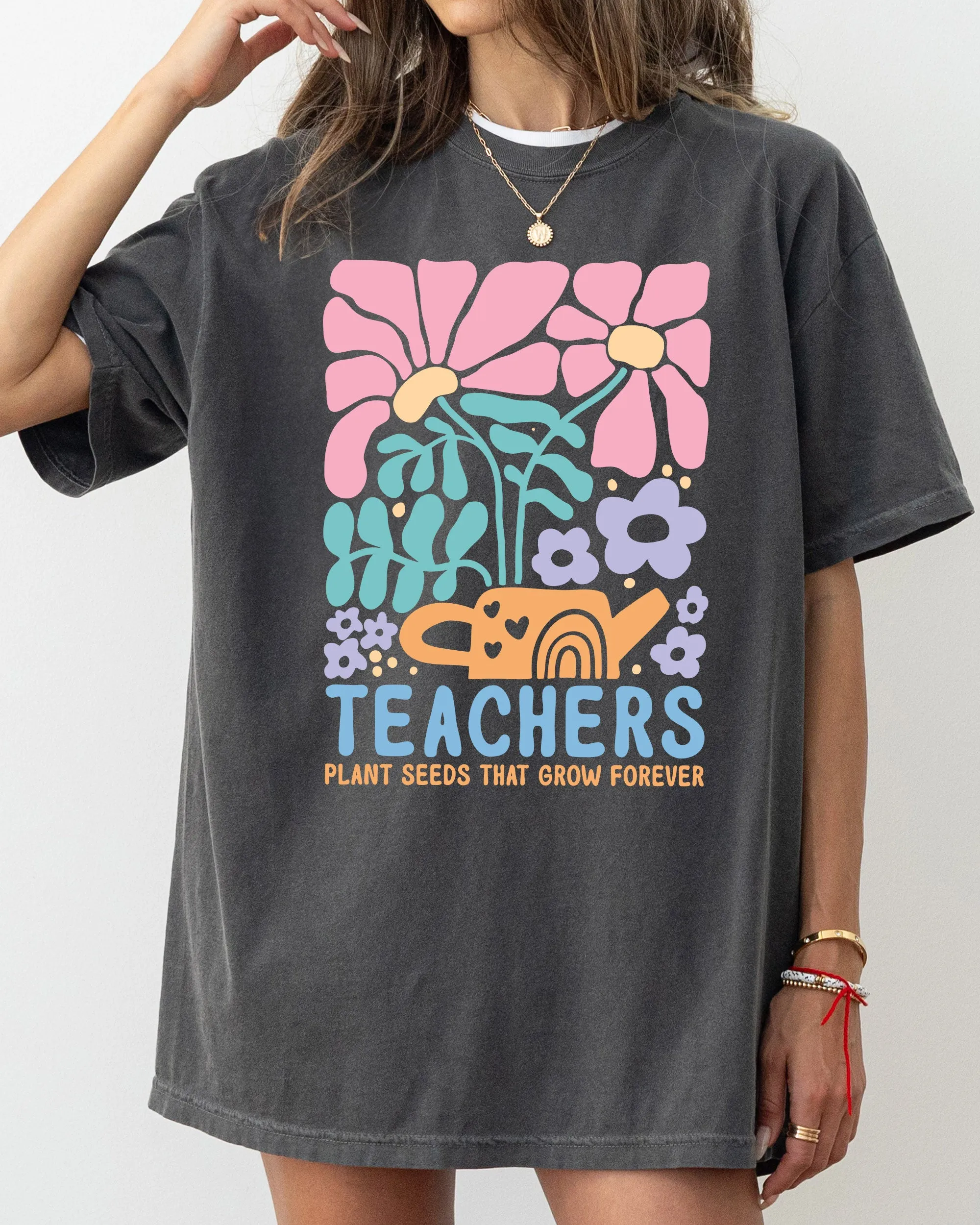 Teachers Plant Seeds Boho, Floral, Back to School, First Day of School, Cute, Teacher Appreciation, Coquette, Comfort Colors T-Shirt sold by Refinery Number One