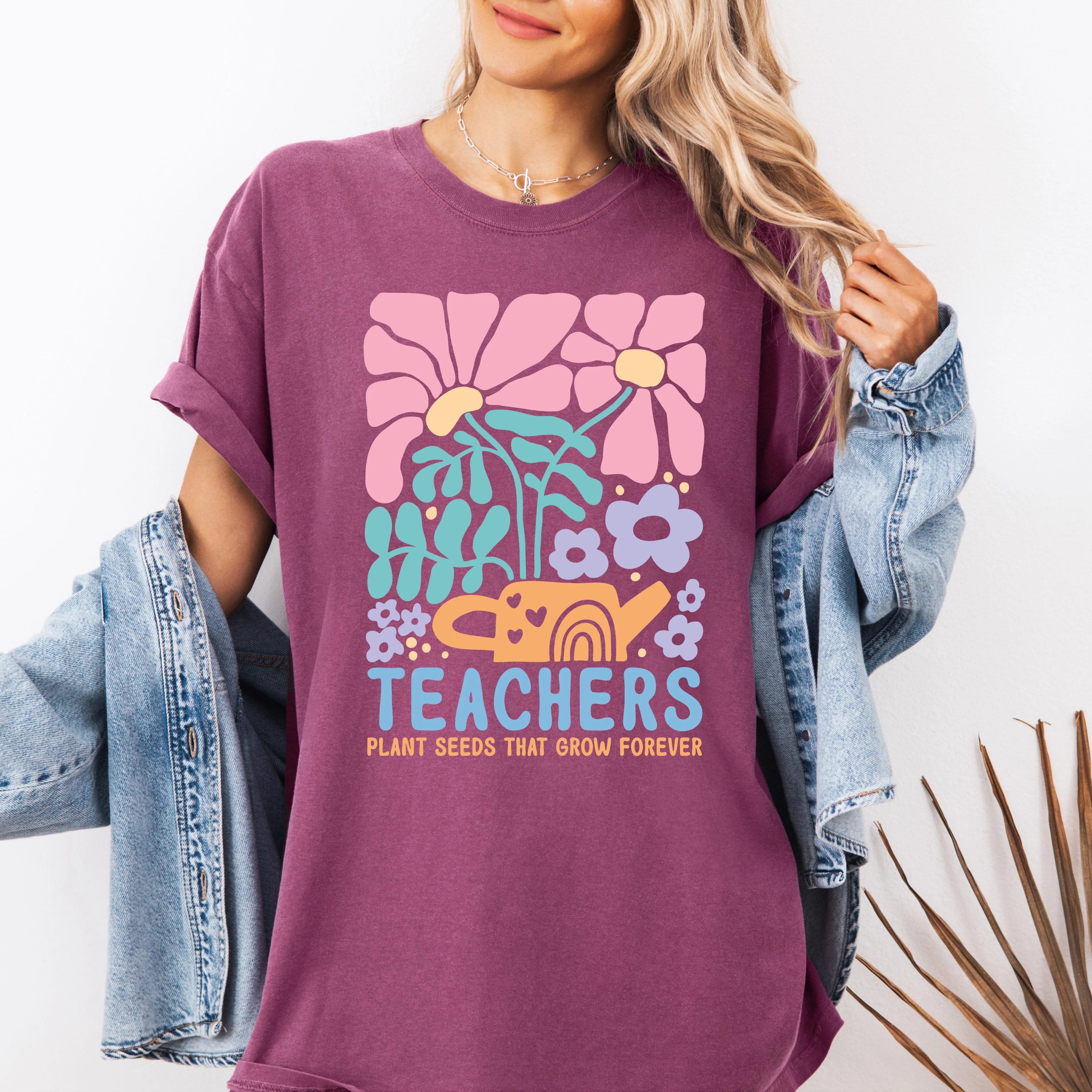 Teachers Plant Seeds Boho, Floral, Back to School, First Day of School, Cute, Teacher Appreciation, Coquette, Comfort Colors T-Shirt sold by Refinery Number One product image thumbnail 2