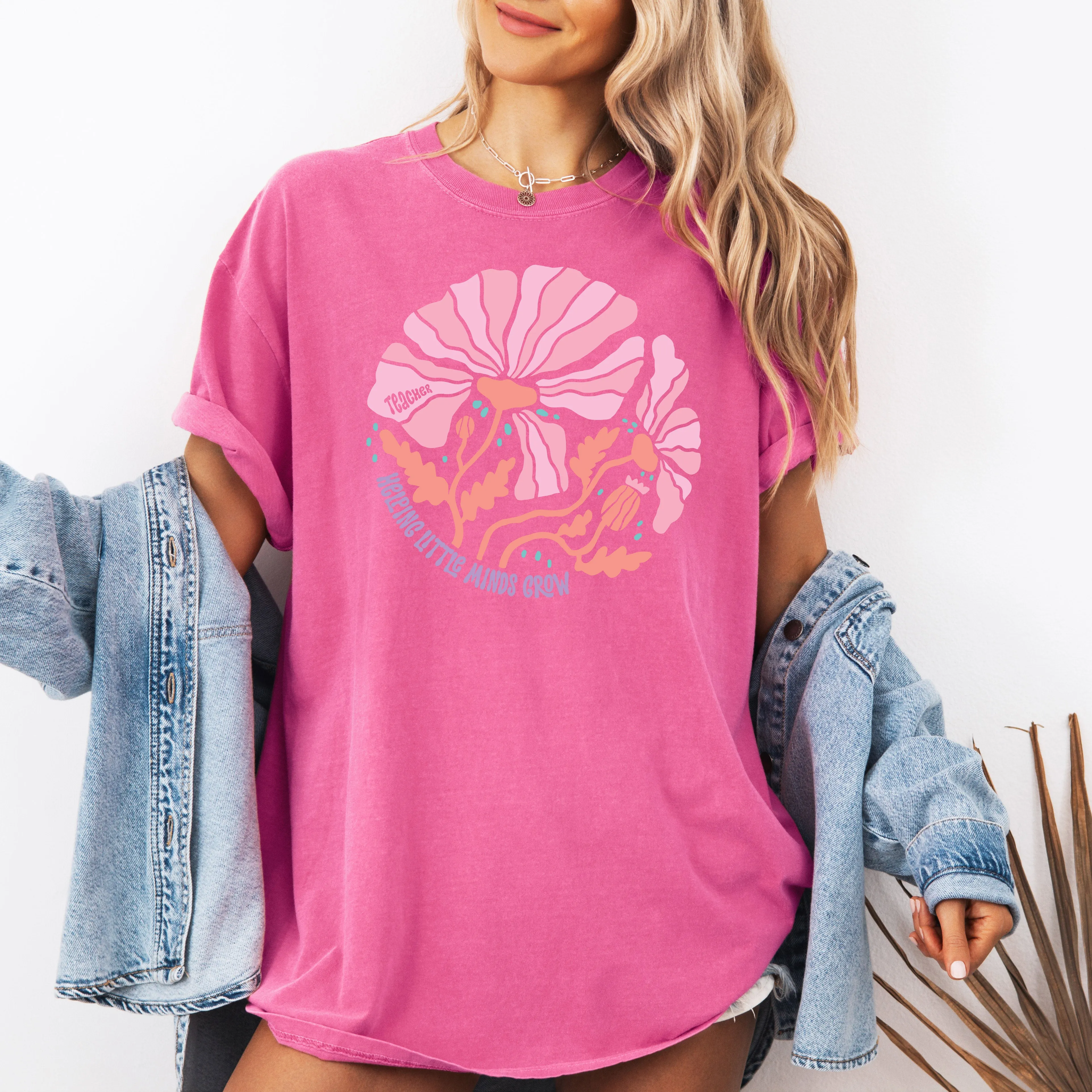 Helping Little Minds, Teacher, Boho, Floral, Back to School, First Day of School, Cute, Teacher Appreciation, Coquette, Comfort Colors T-Shirt sold by Refinery Number One product image thumbnail 5