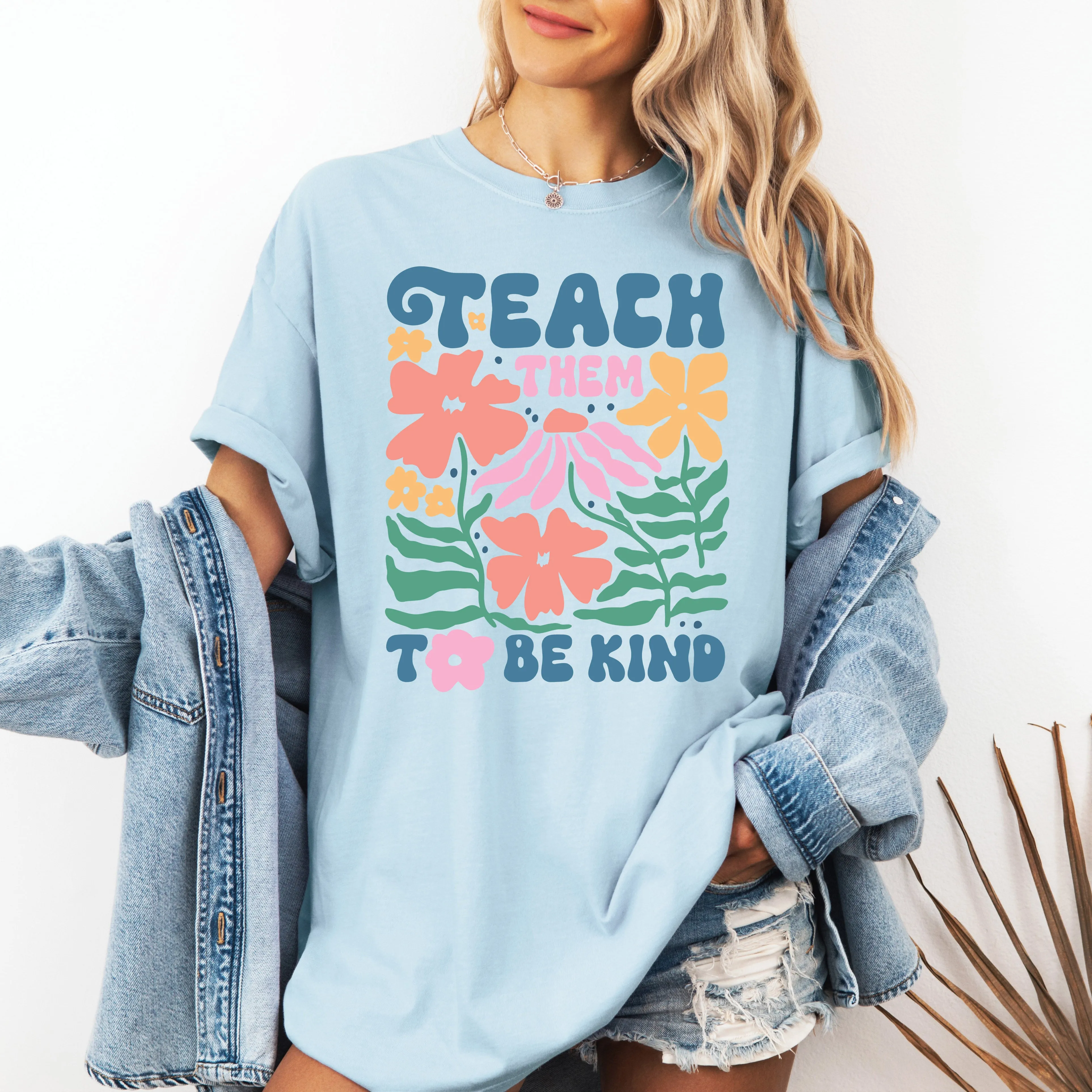 Teach Them To Be Kind Back To School Floral Boho Garden Inspire Confidence Comfort Colors Tee sold by Refinery Number One product image thumbnail 2