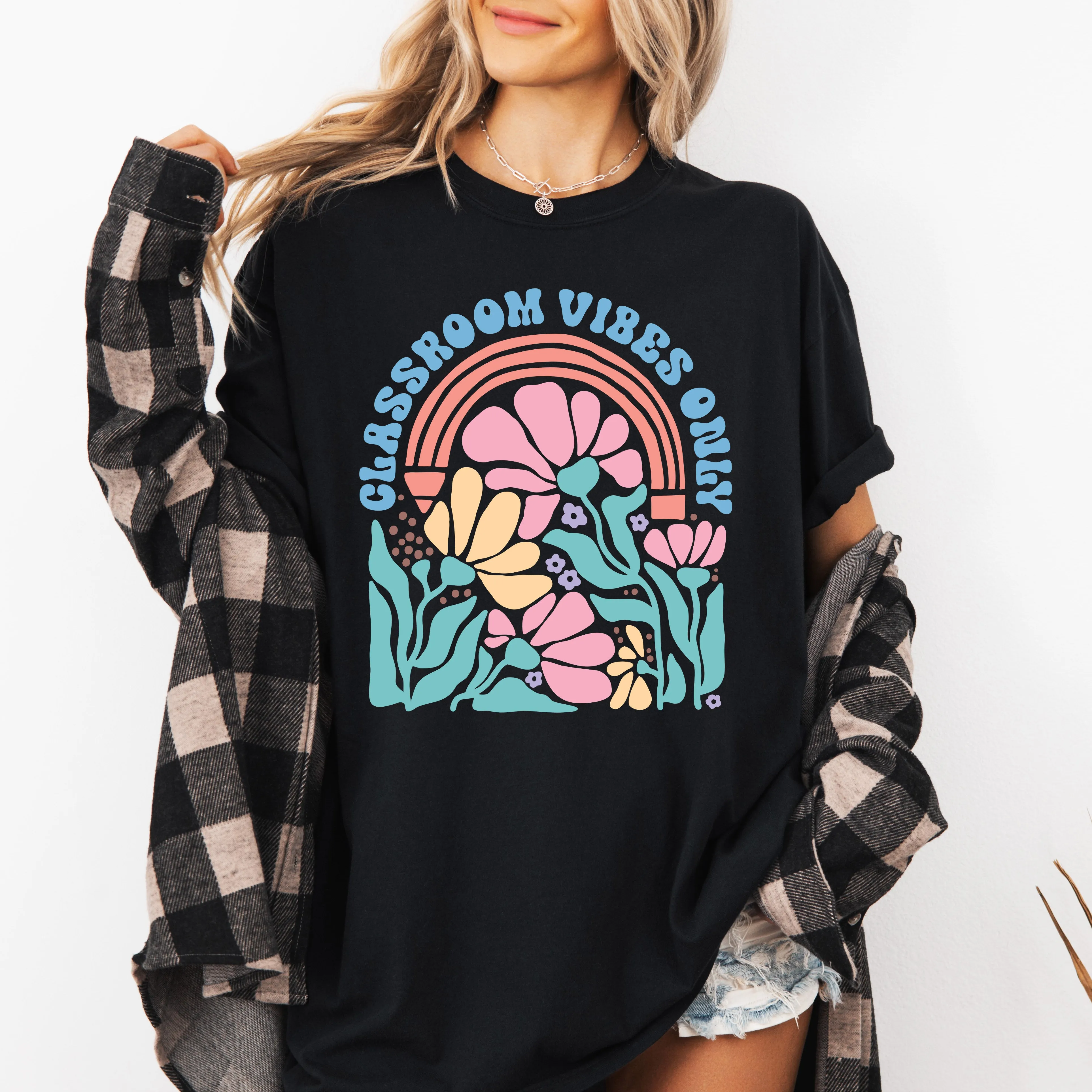 Classroom Vibes Only, Boho, Floral, Back to School, First Day of School, Cute, Teacher Appreciation, Coquette, Comfort Colors T-Shirt sold by Refinery Number One product image thumbnail 4