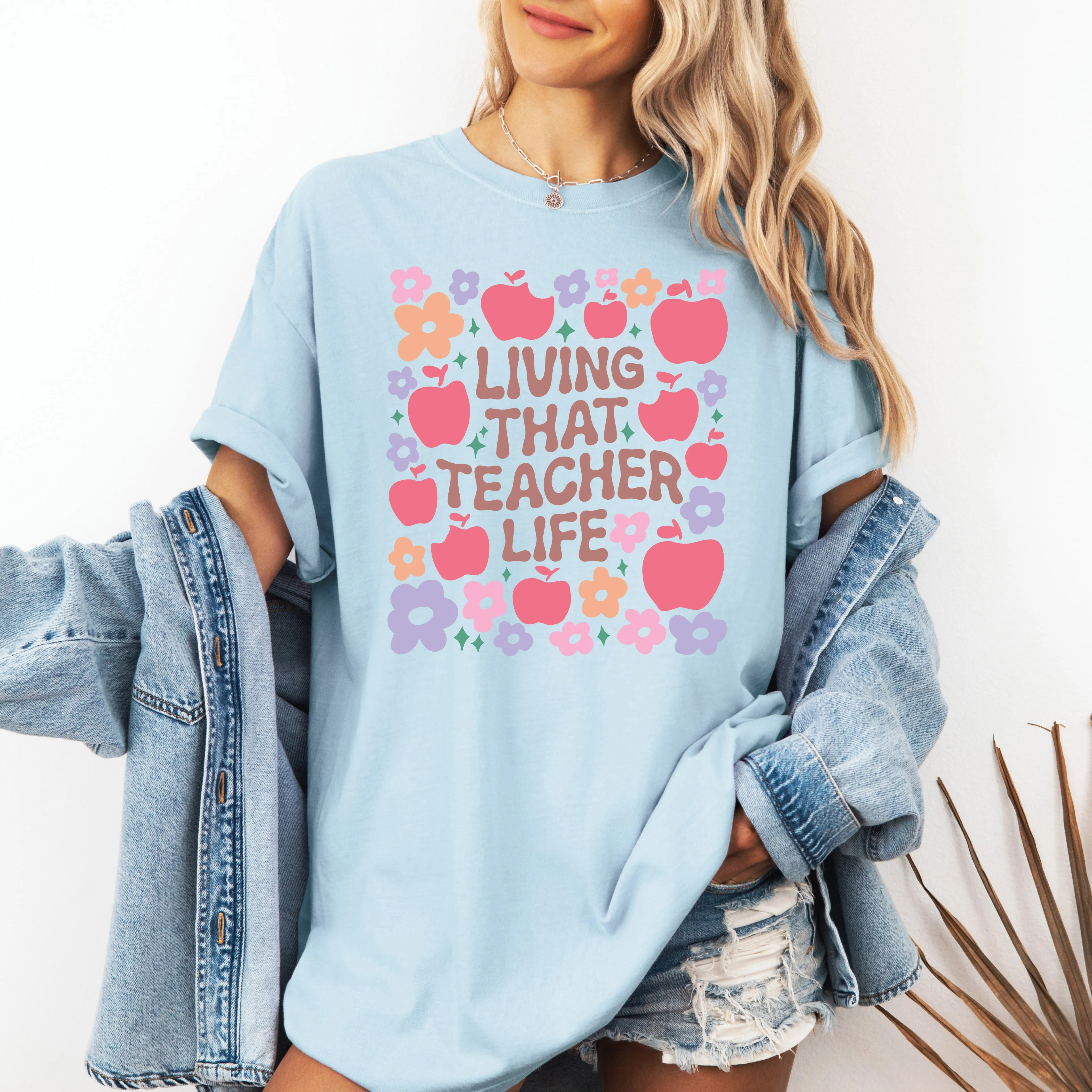 Living That Teacher Life, Boho, Floral, Back to School, First Day of School, Cute, Teacher Appreciation, Coquette, Comfort Colors T-Shirt sold by Refinery Number One product image thumbnail 5