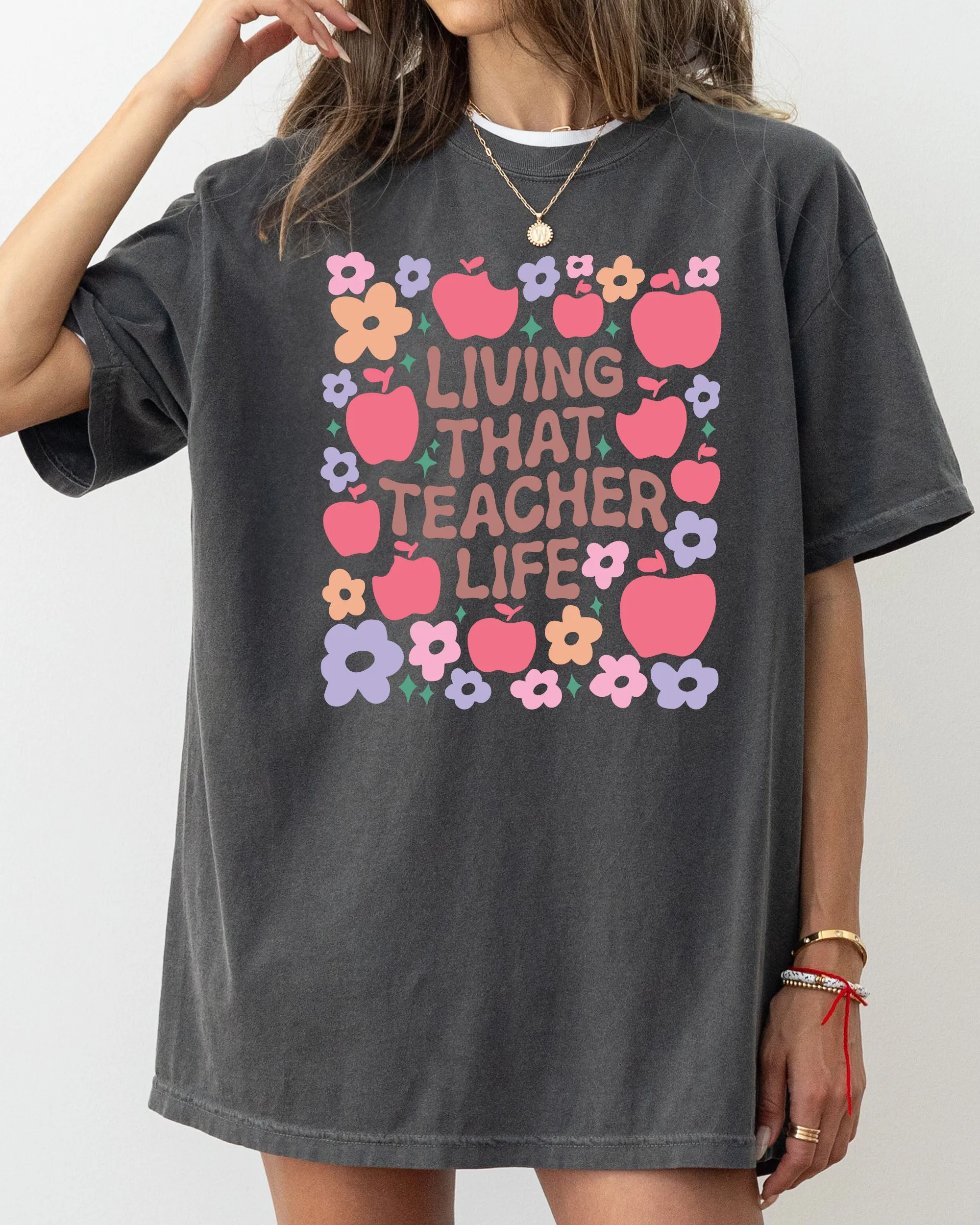Living That Teacher Life, Boho, Floral, Back to School, First Day of School, Cute, Teacher Appreciation, Coquette, Comfort Colors T-Shirt sold by Refinery Number One product image thumbnail 4