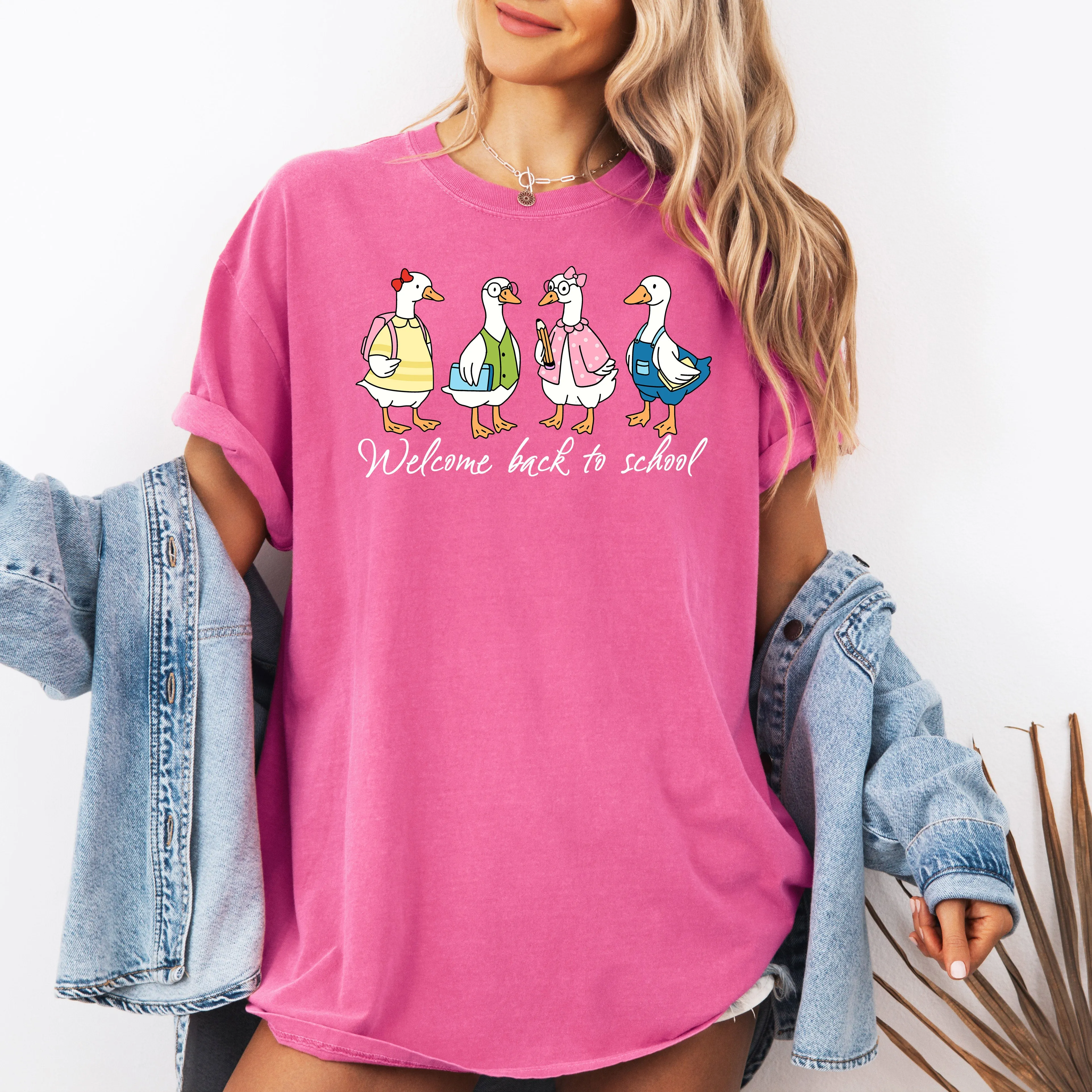 Back to School, Teacher, Goose, Funny, First Day of School, Cute, Teacher Appreciation, Coquette, Comfort Colors T-Shirt sold by Refinery Number One