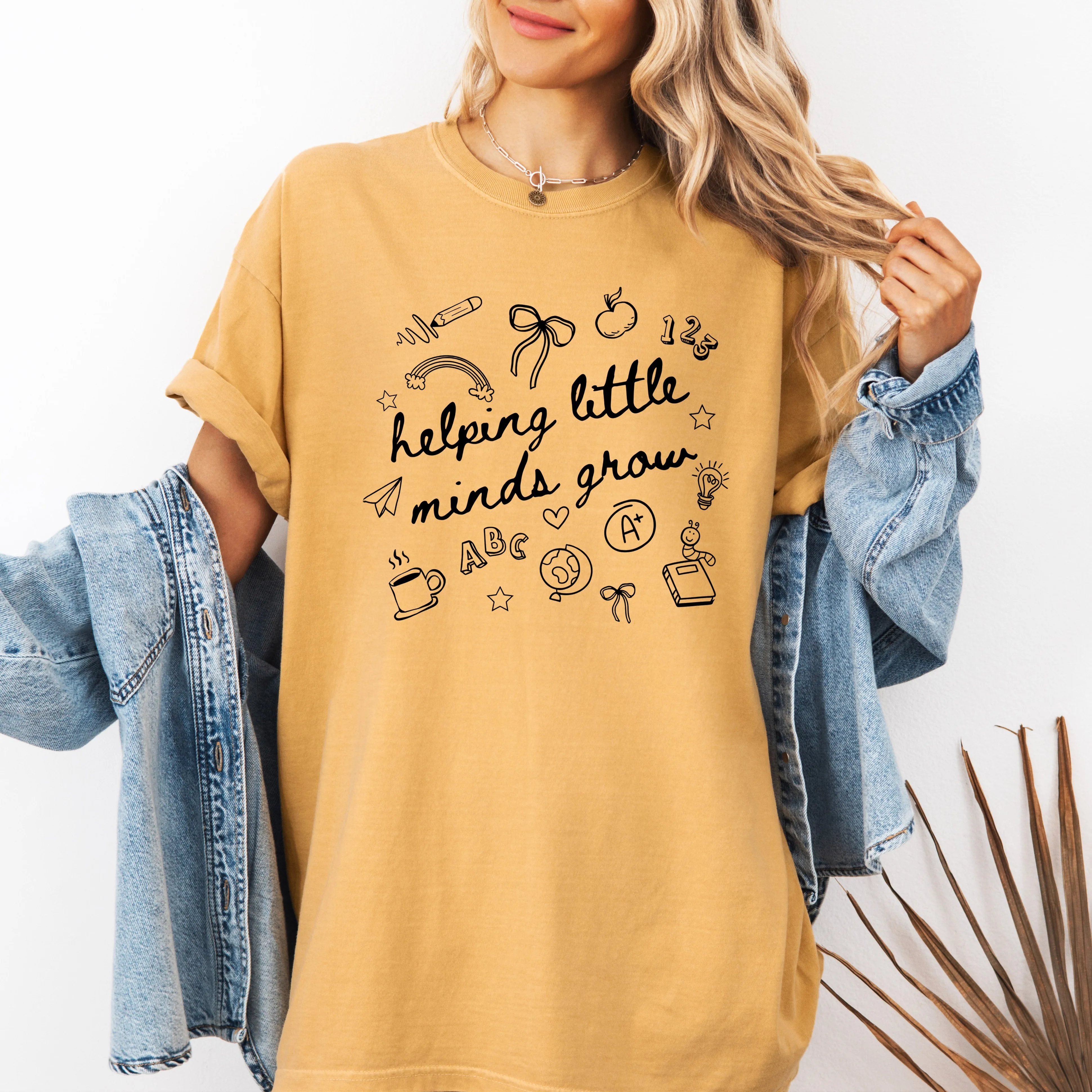 Helping Little Minds Grow, Teacher, Back to School, First Day of School, Cute, Teacher Appreciation, Coquette, Comfort Colors T-Shirt sold by Refinery Number One product image thumbnail 4