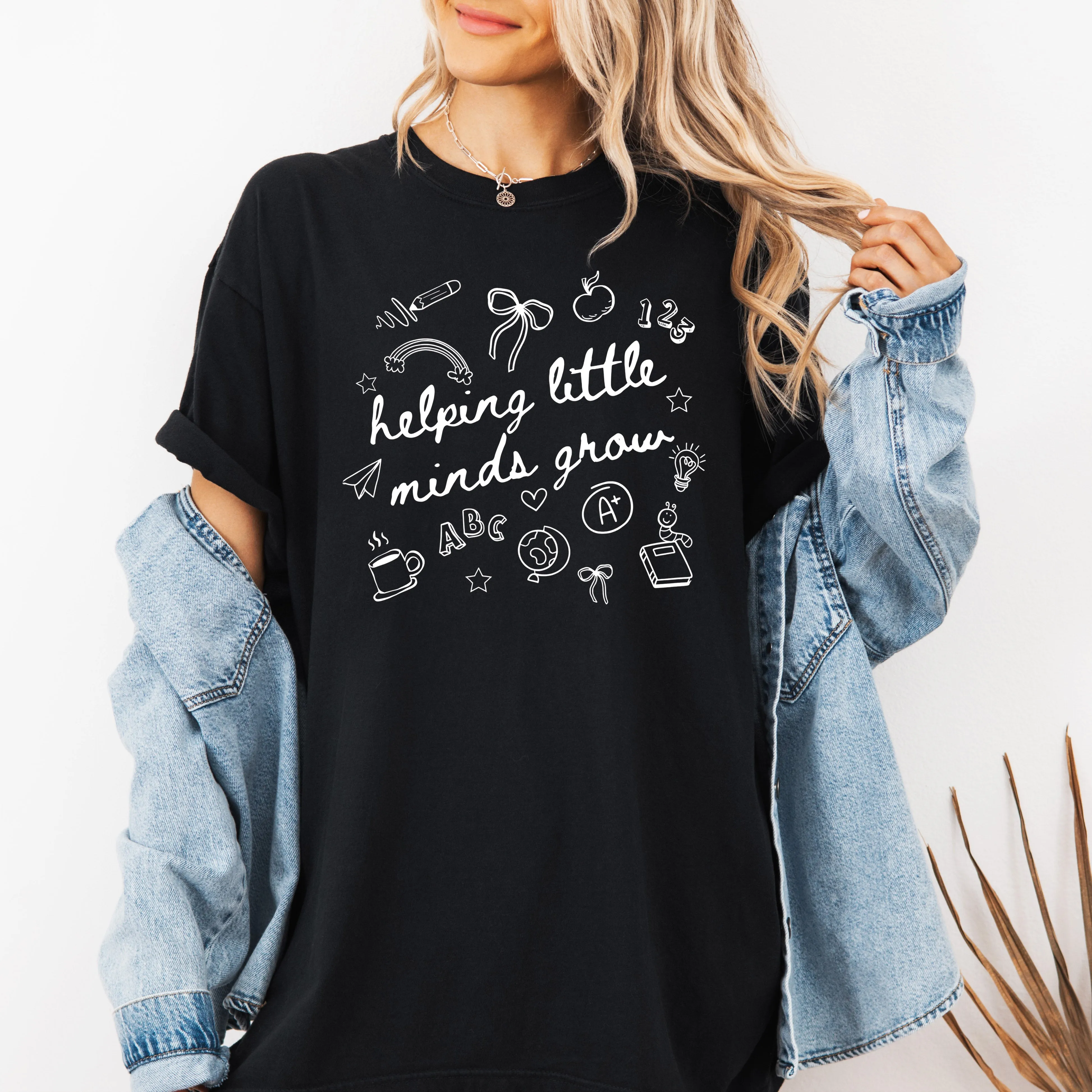Helping Little Minds Grow, Teacher, Back to School, First Day of School, Cute, Teacher Appreciation, Coquette, Comfort Colors T-Shirt sold by Refinery Number One product image thumbnail 3