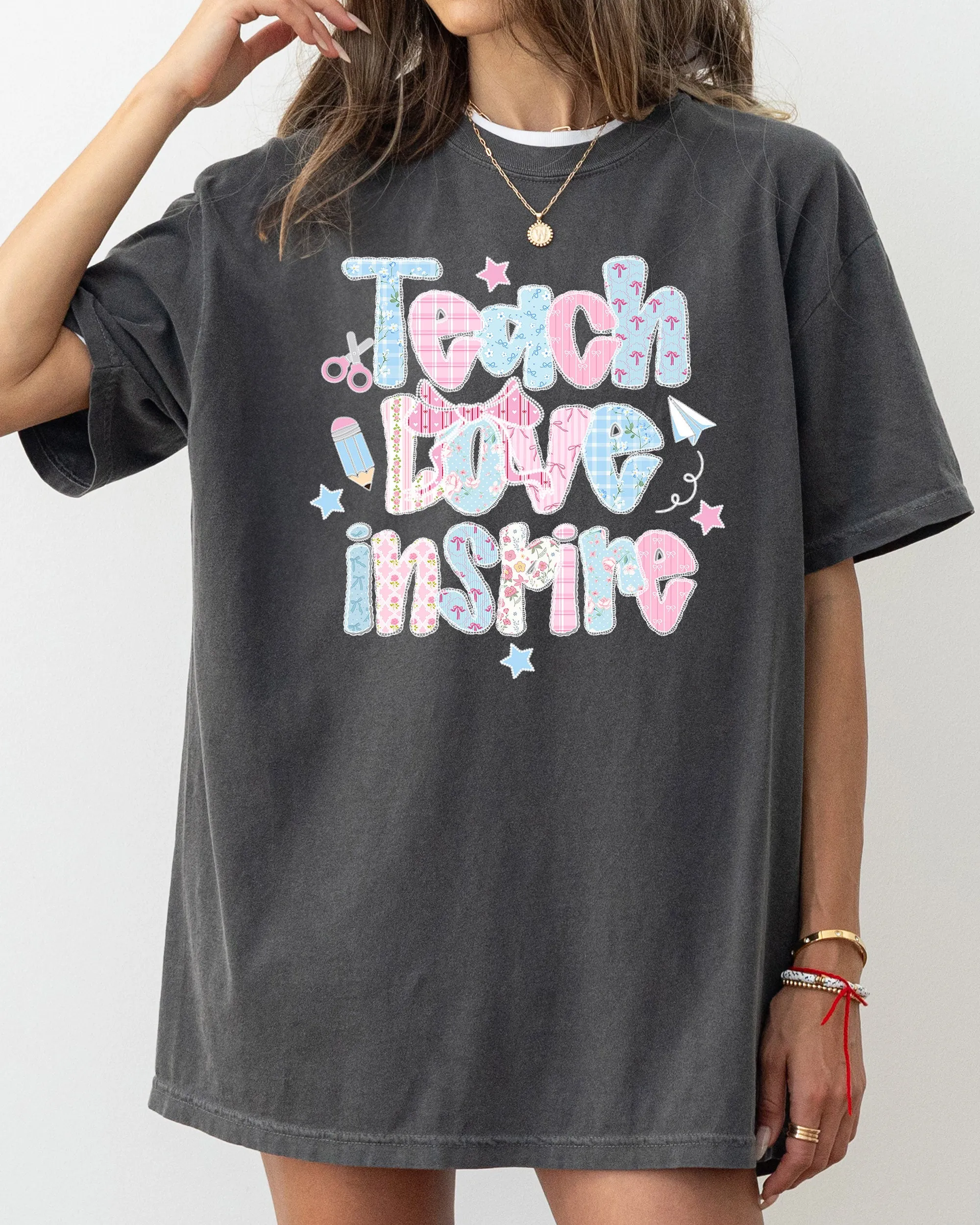 Teach Love Inspire, Pastel, Teacher, Back to School, First Day of School, Cute, Teacher Appreciation, Coquette, Comfort Colors T-Shirt sold by Refinery Number One product image thumbnail 3