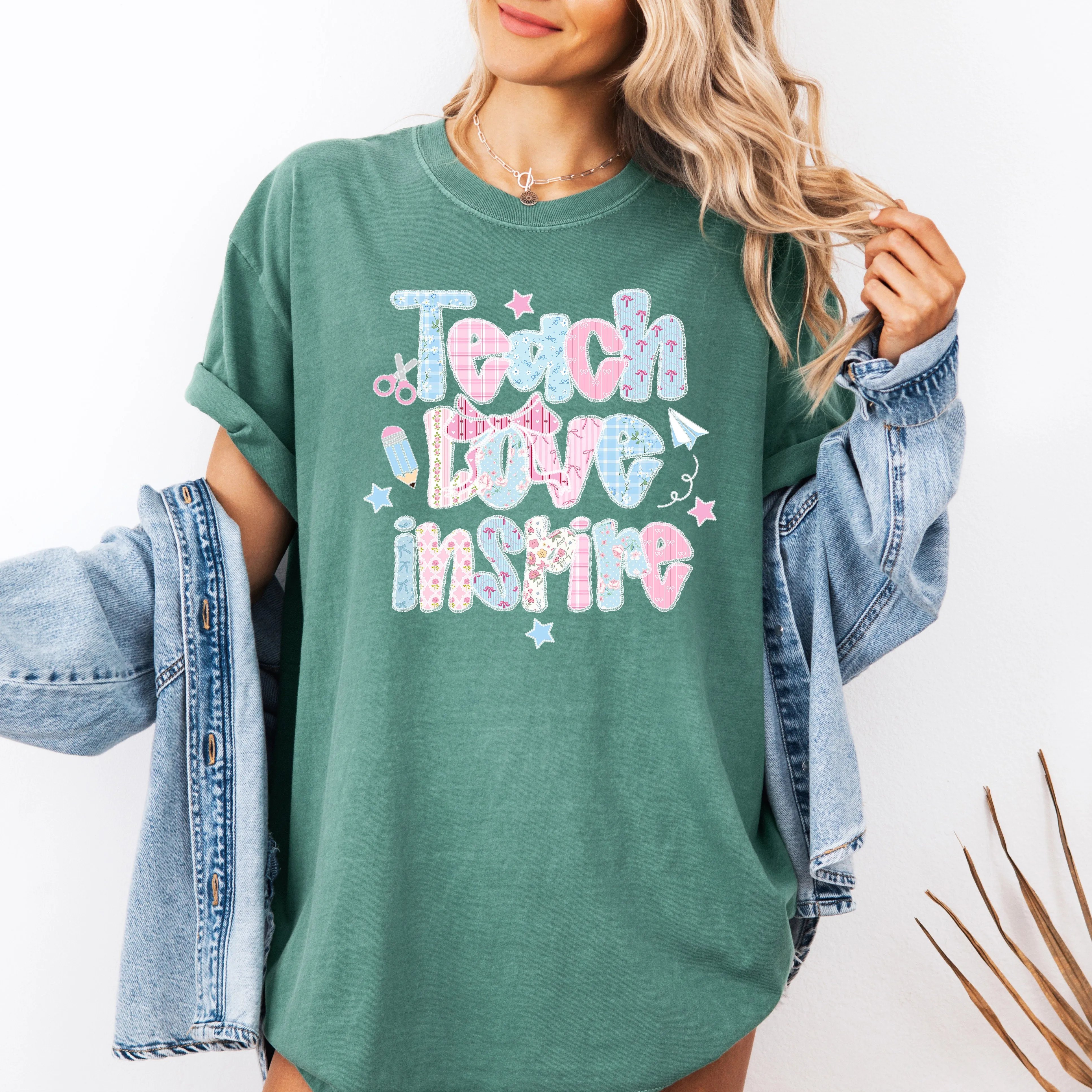 Teach Love Inspire, Pastel, Teacher, Back to School, First Day of School, Cute, Teacher Appreciation, Coquette, Comfort Colors T-Shirt sold by Refinery Number One product image thumbnail 5