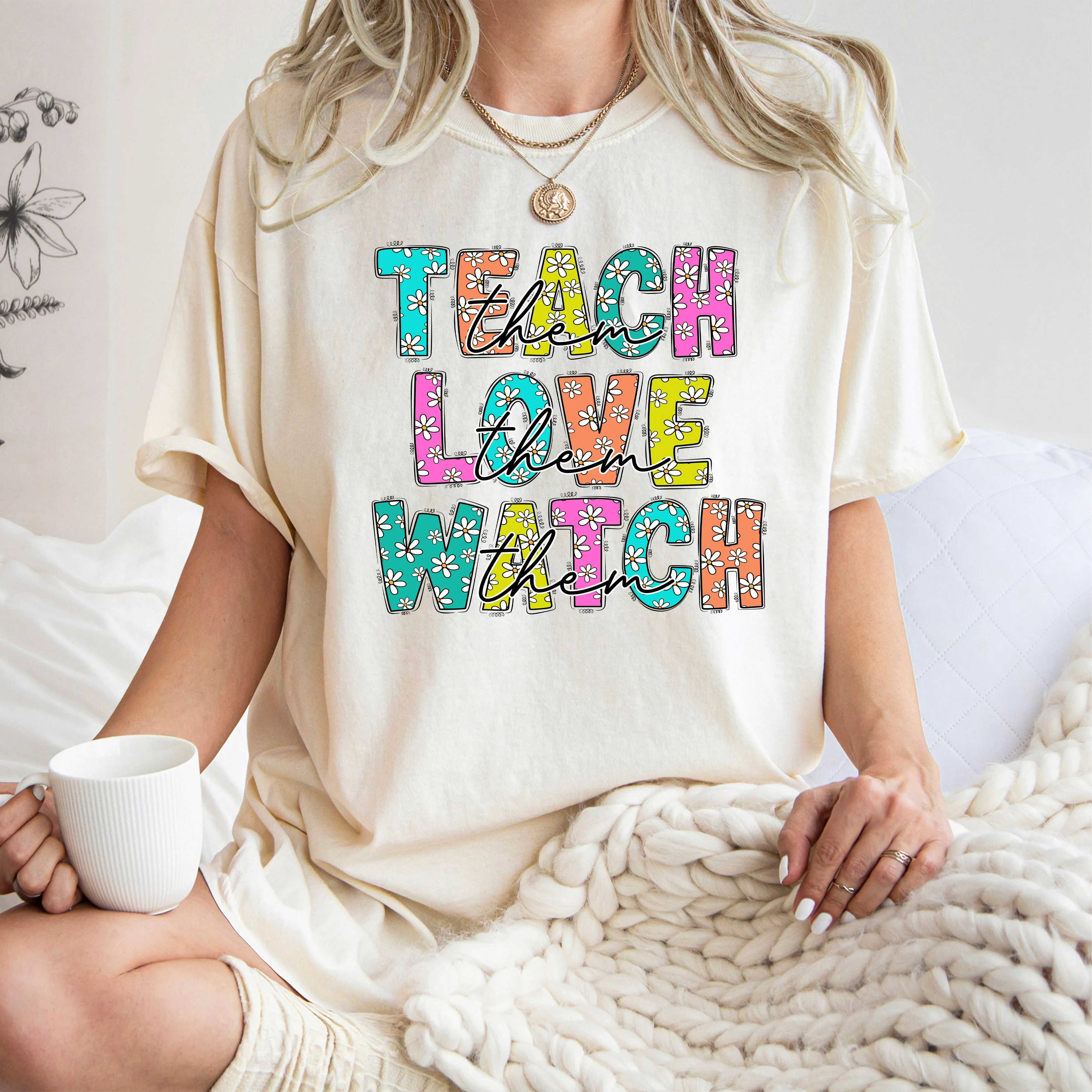 Teach Love Watch, Teacher, Back to School, First Day of School, Cute, Teacher Appreciation, Coquette, Comfort Colors T-Shirt sold by Refinery Number One product image thumbnail 5