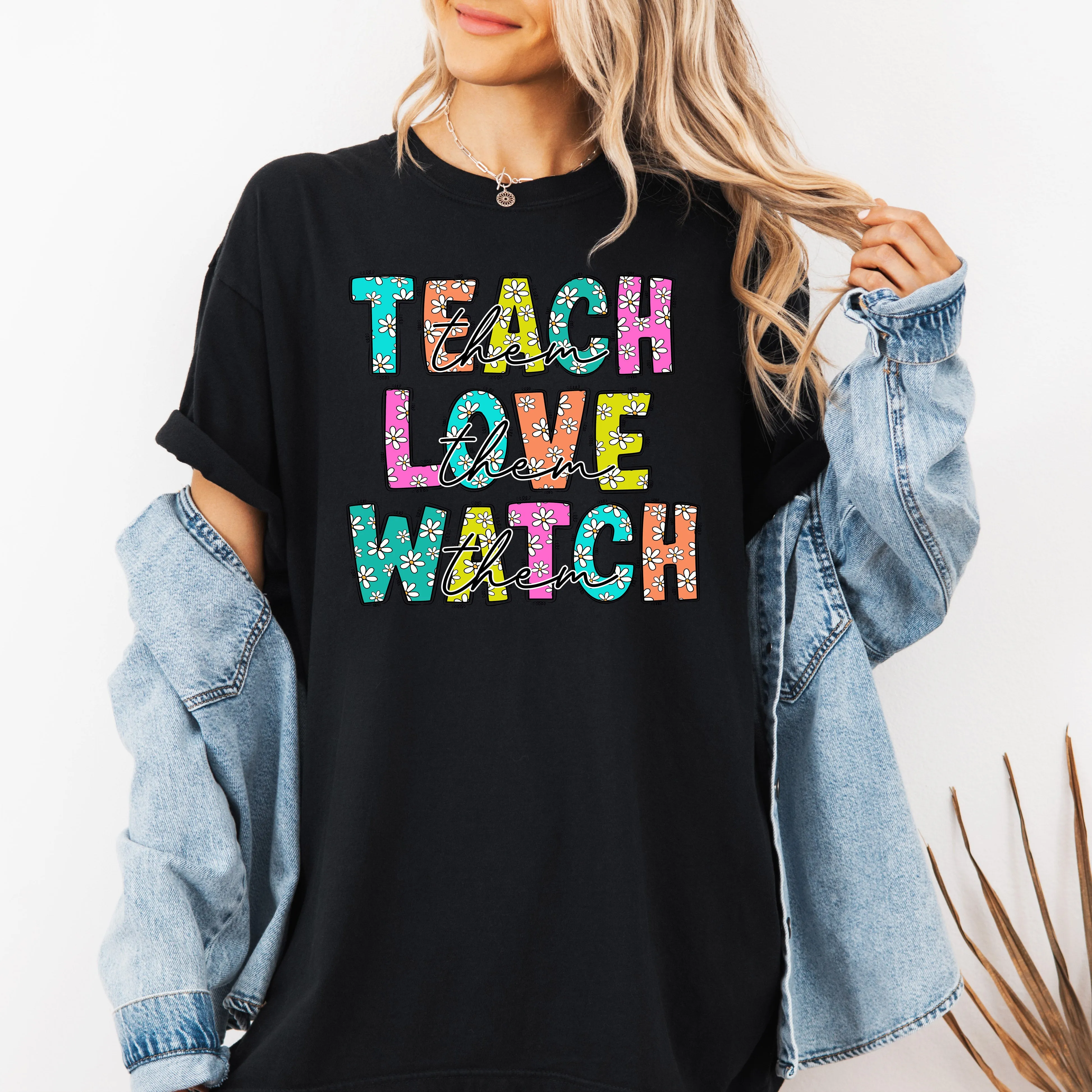 Teach Love Watch, Teacher, Back to School, First Day of School, Cute, Teacher Appreciation, Coquette, Comfort Colors T-Shirt sold by Refinery Number One product image thumbnail 4