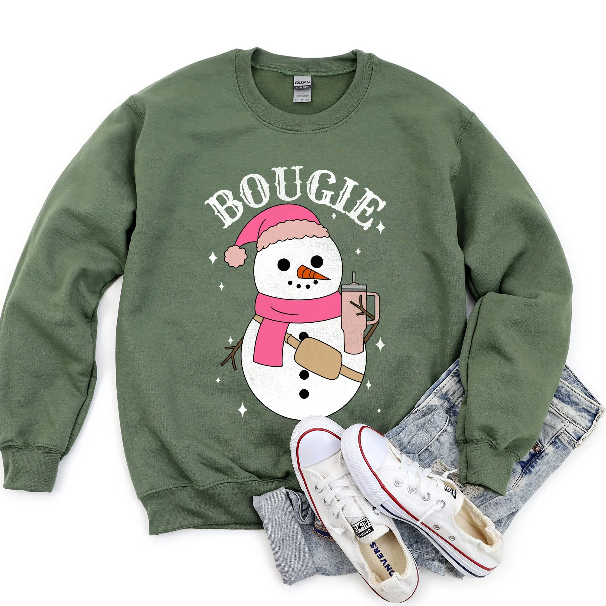 Bougie Snowman, Christmas, BooJee Sweatshirt sold by Refinery Number One product image thumbnail 4