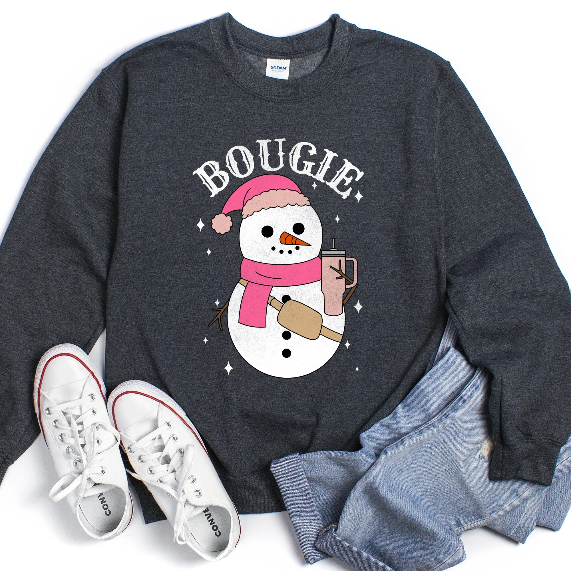 Bougie Snowman, Christmas, BooJee Sweatshirt sold by Refinery Number One product image thumbnail 2