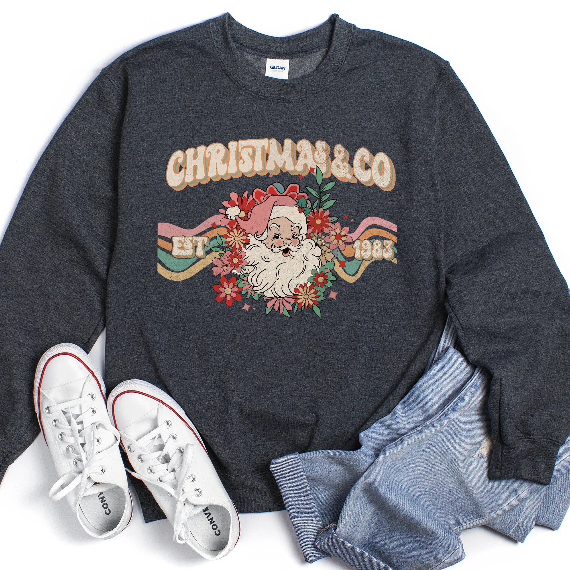 Christmas And Co, Santa Retro Sweatshirt sold by Refinery Number One product image thumbnail 3