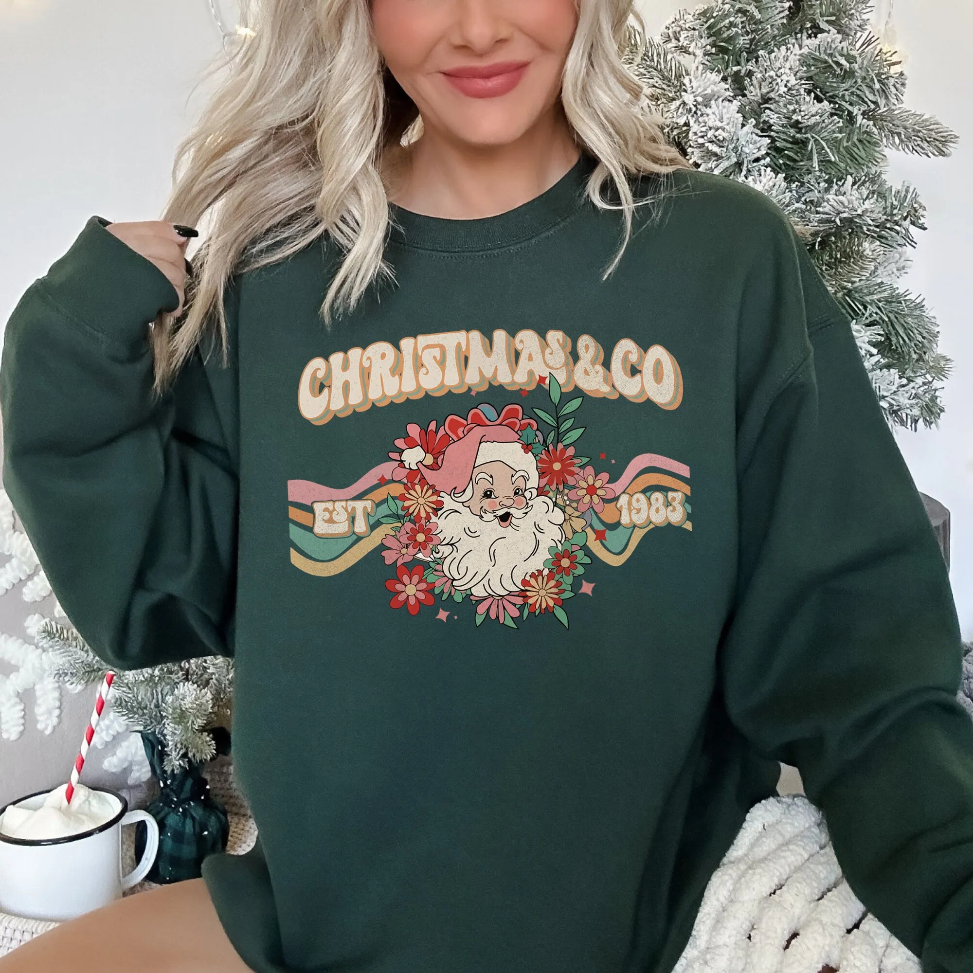 Christmas And Co, Santa Retro Sweatshirt sold by Refinery Number One product image thumbnail 2