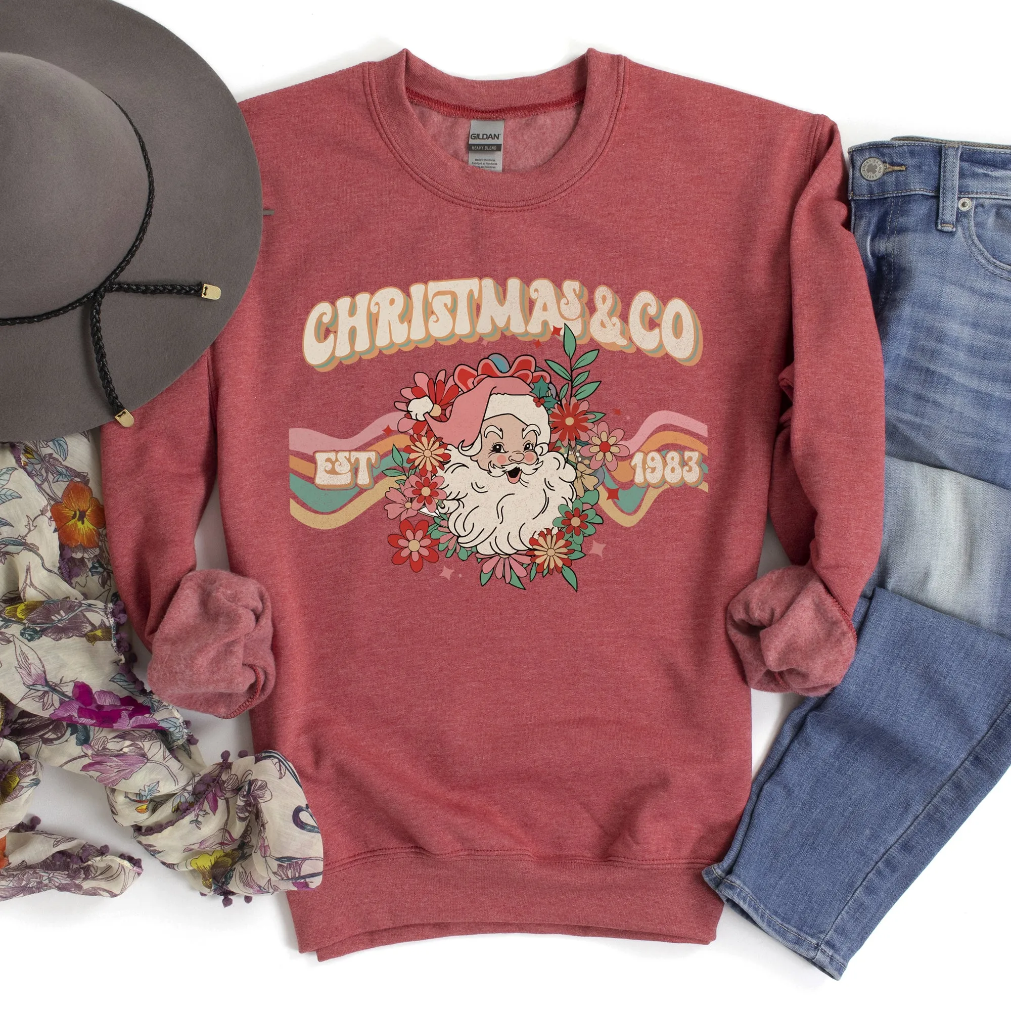 Christmas And Co, Santa Retro Sweatshirt sold by Refinery Number One product image thumbnail 4